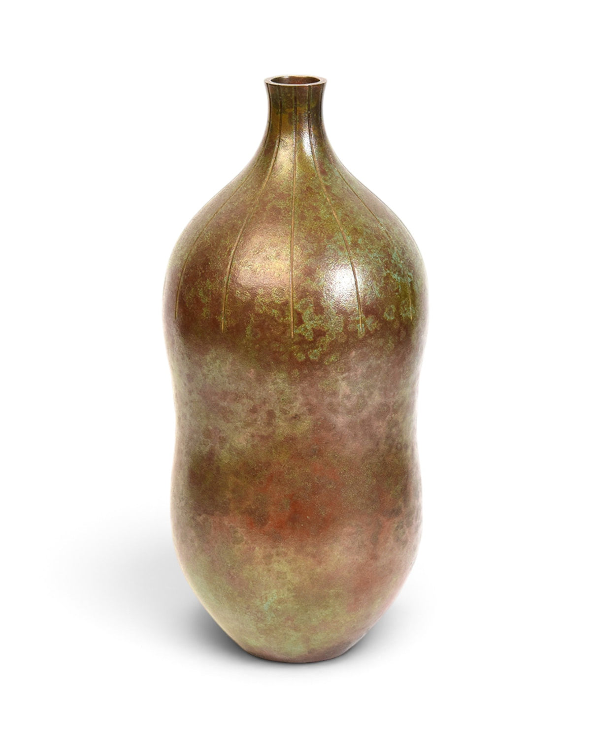 Japanese Bronze Vase in Gourd Shape with Makers Signature