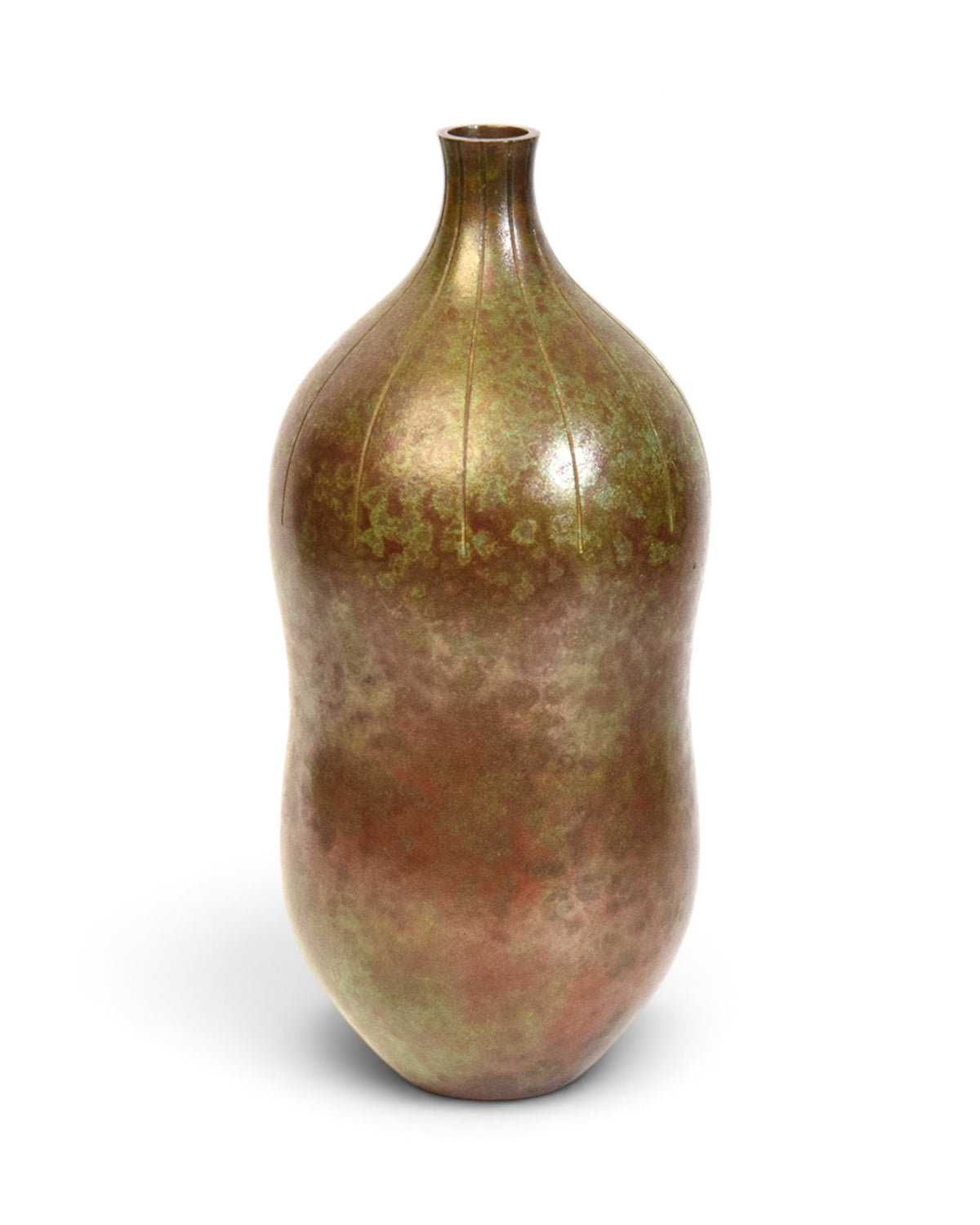 Japanese Bronze Vase in Gourd Shape with Makers Signature