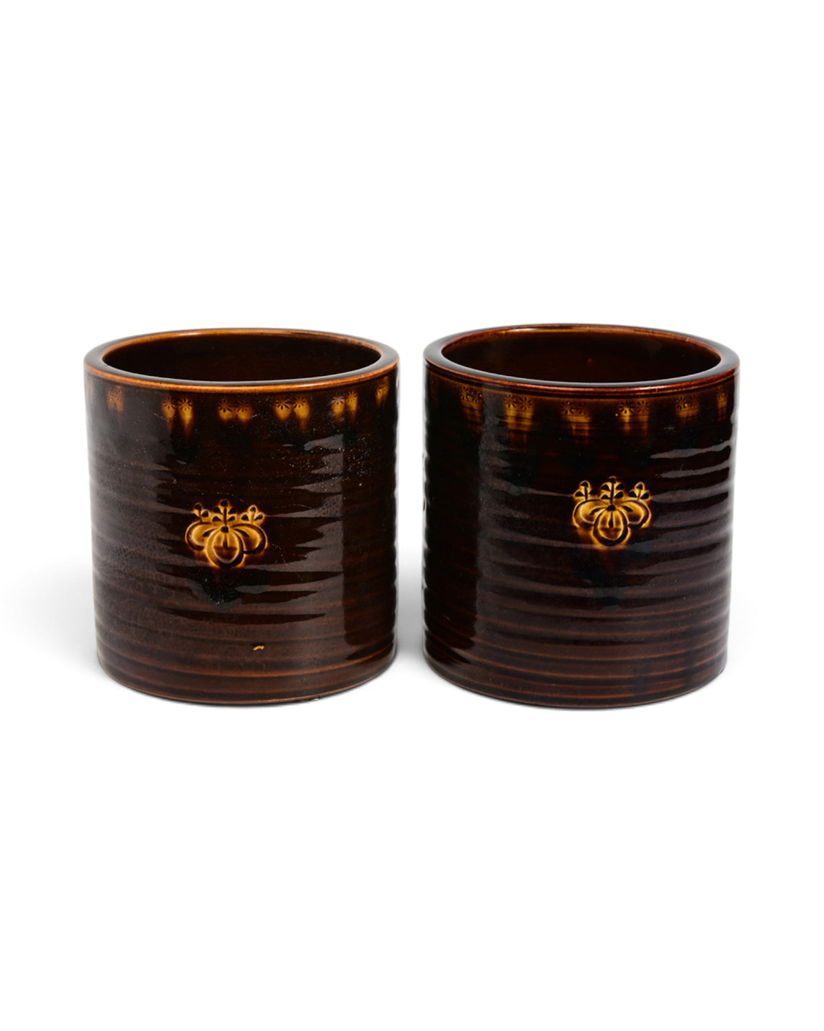 A Pair of Ceramic Hibachi with Artist Signature - Set of 2