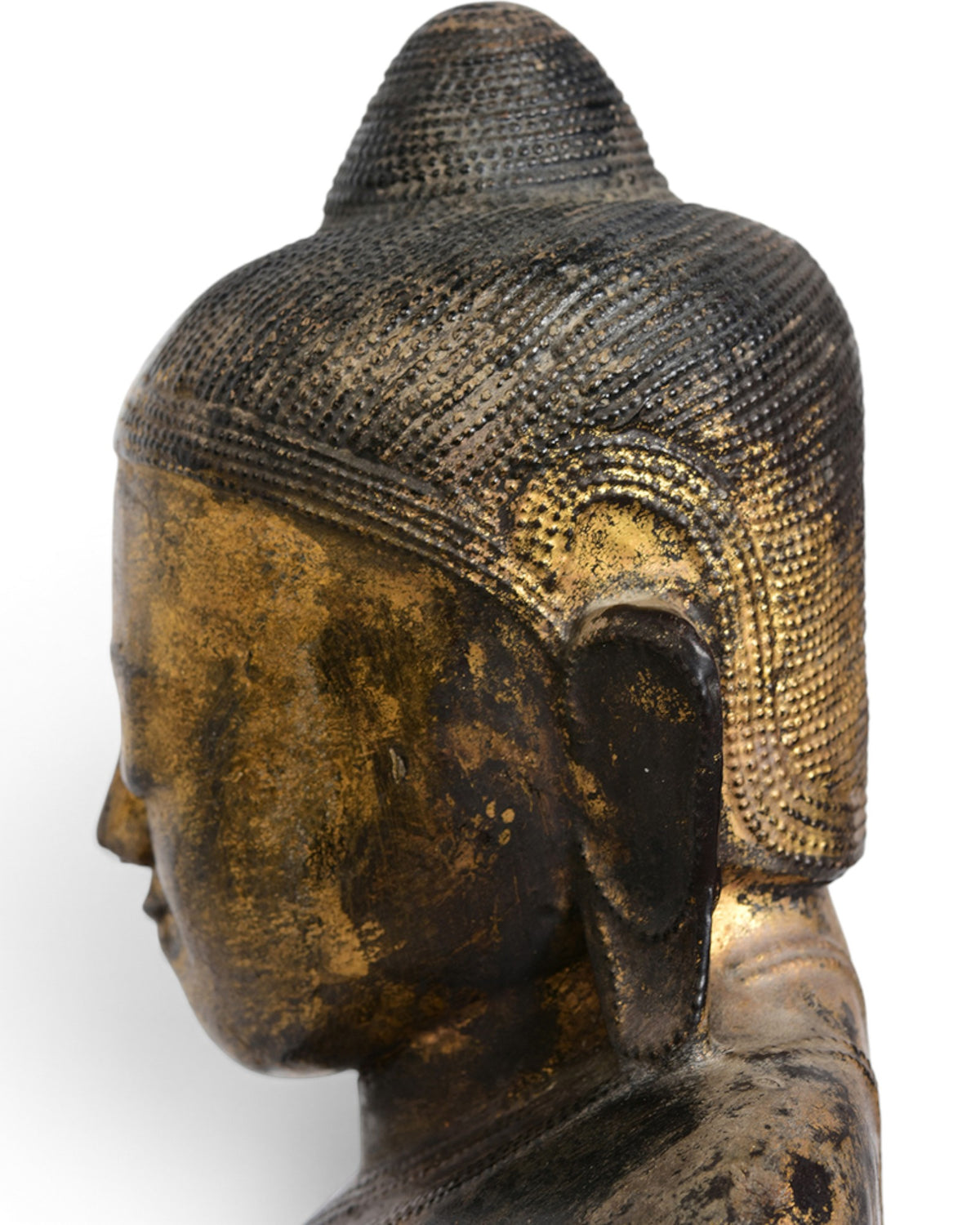 Burmese Wooden Seated Buddha, Black Lacquer