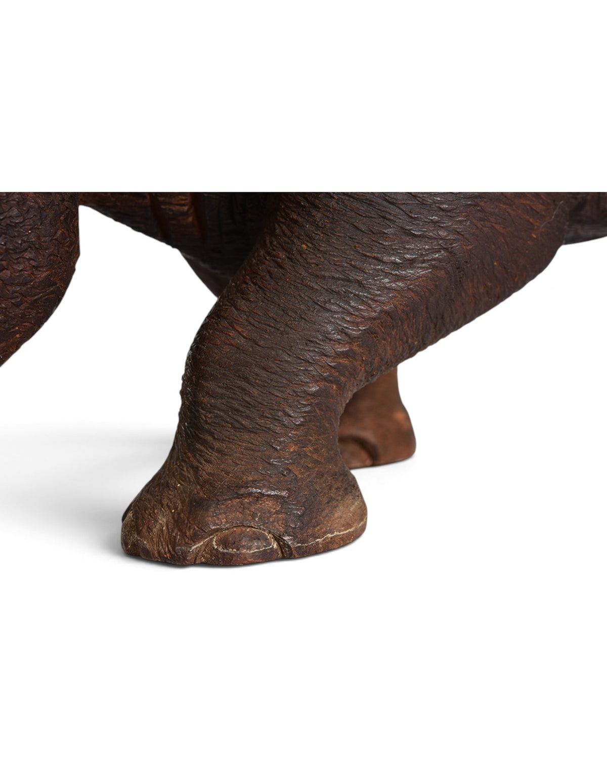 Finely Carved Asian Wooden Rhino Animal Statue