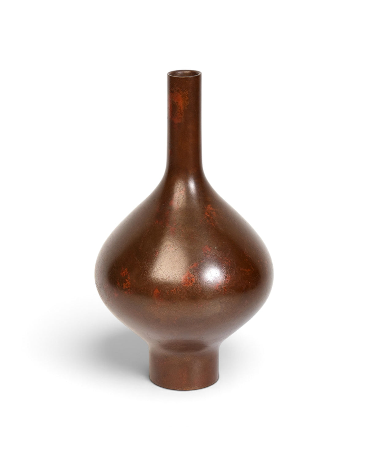 Japanese Bulbous Bronze Vase with Artist Sign - 20th Century