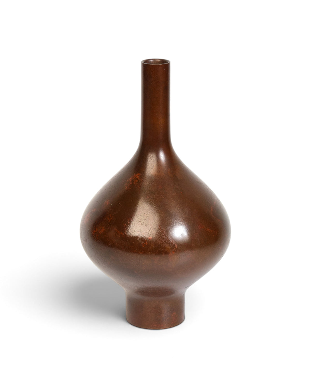 Japanese Bulbous Bronze Vase with Artist Sign - 20th Century