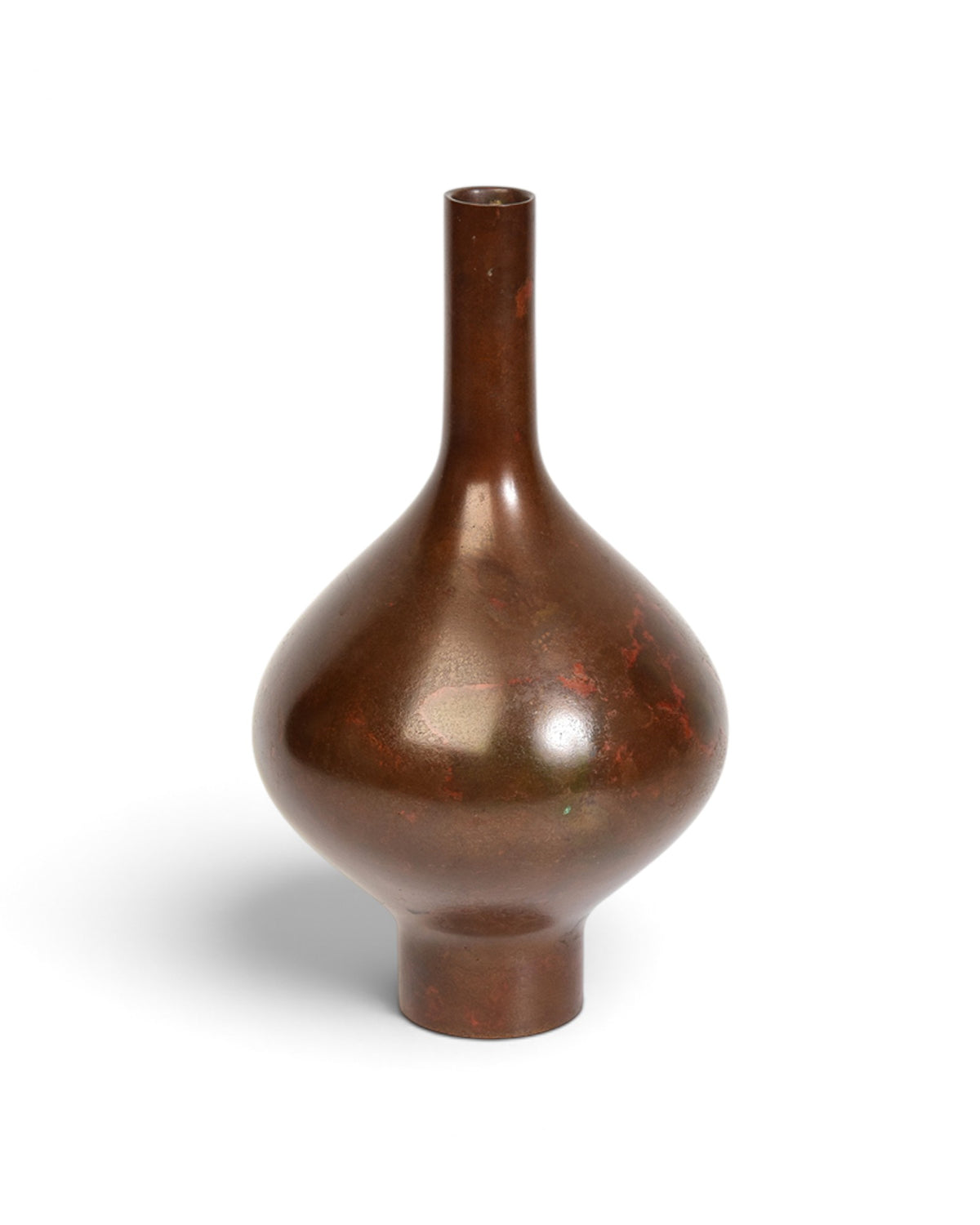 Japanese Bulbous Bronze Vase with Artist Sign - 20th Century