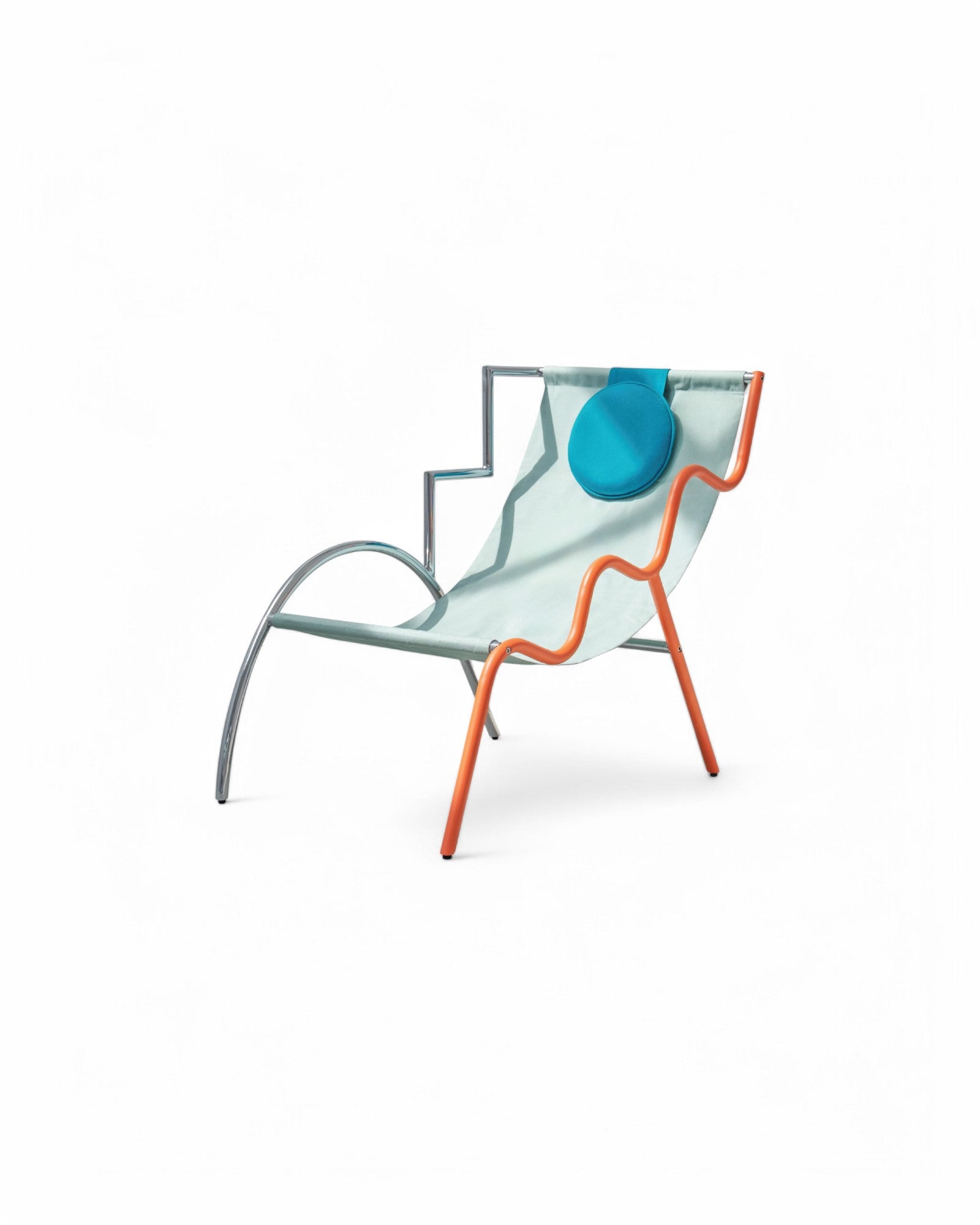 The Ebba Chair - Teal, Mirror Chrome SOMMA & Salmon Orange HAN Armrests