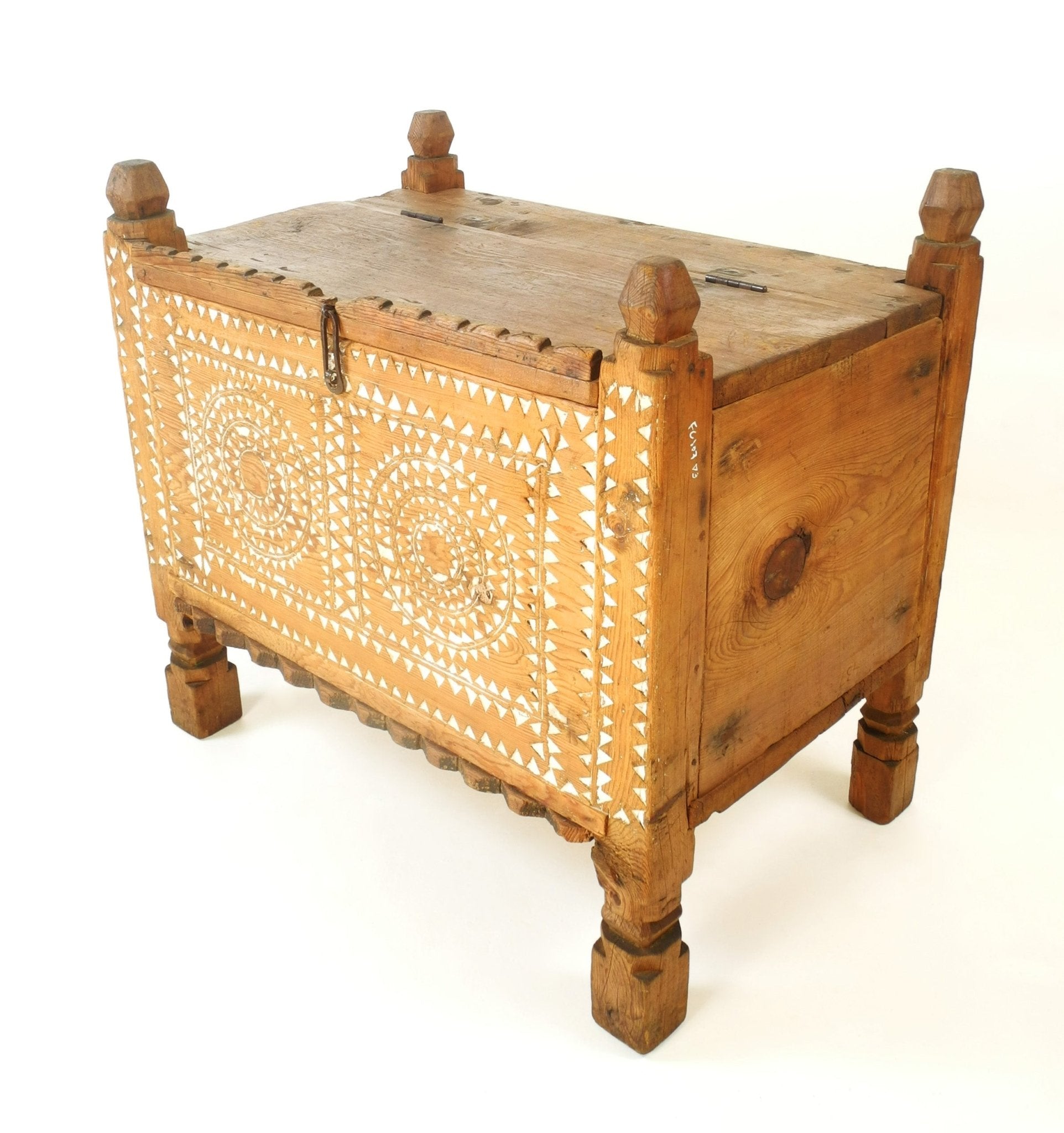 Antique Waziristan Cedar Chest with Inlaid Motifs - Surround Living - 4