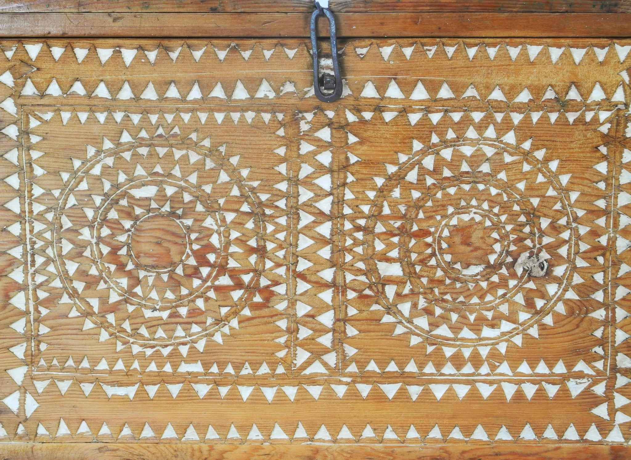 Antique Waziristan Cedar Chest with Inlaid Motifs - Surround Living - 5