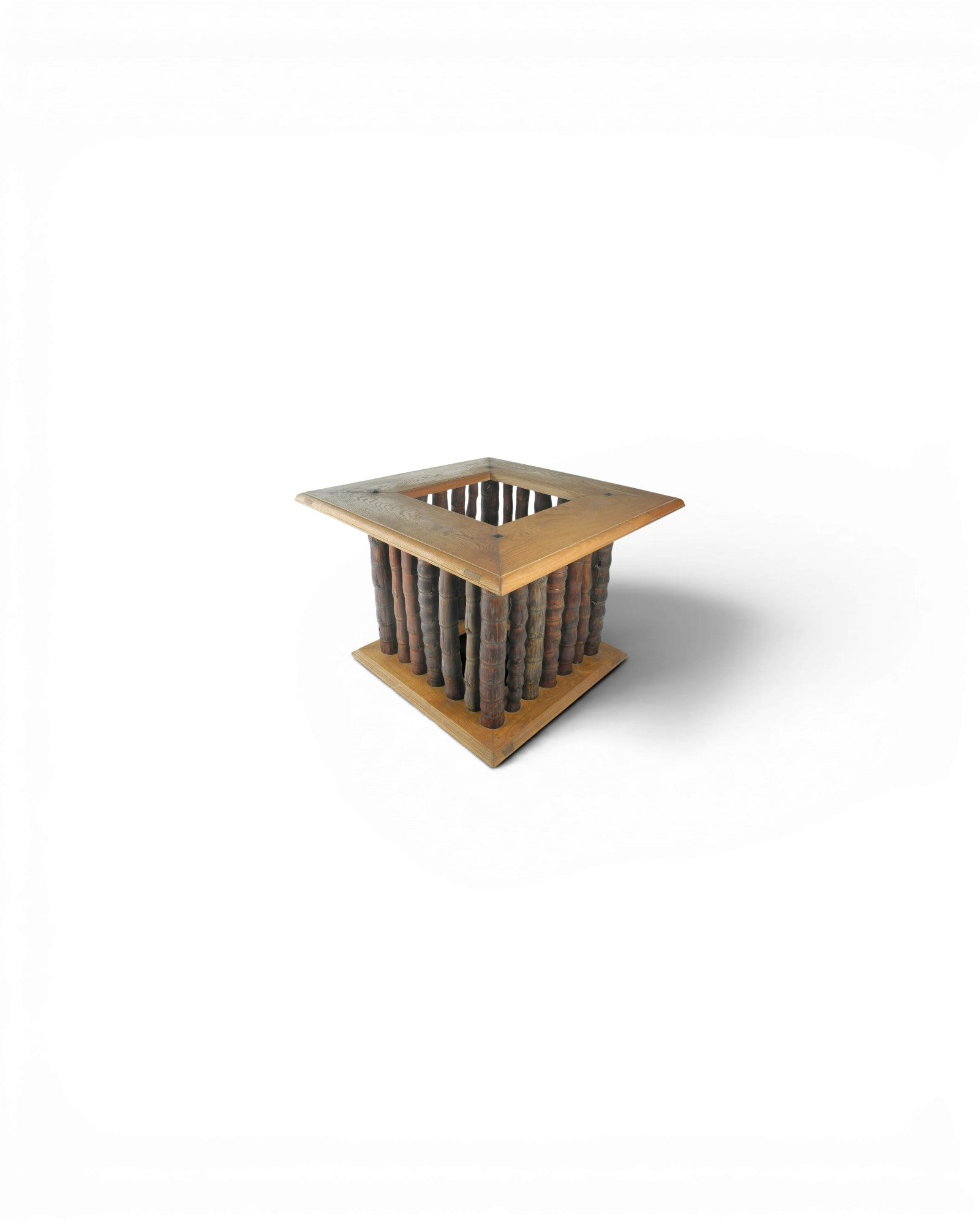 Square Oak and Buddha Belly Bamboo Table - Surround Living - 1