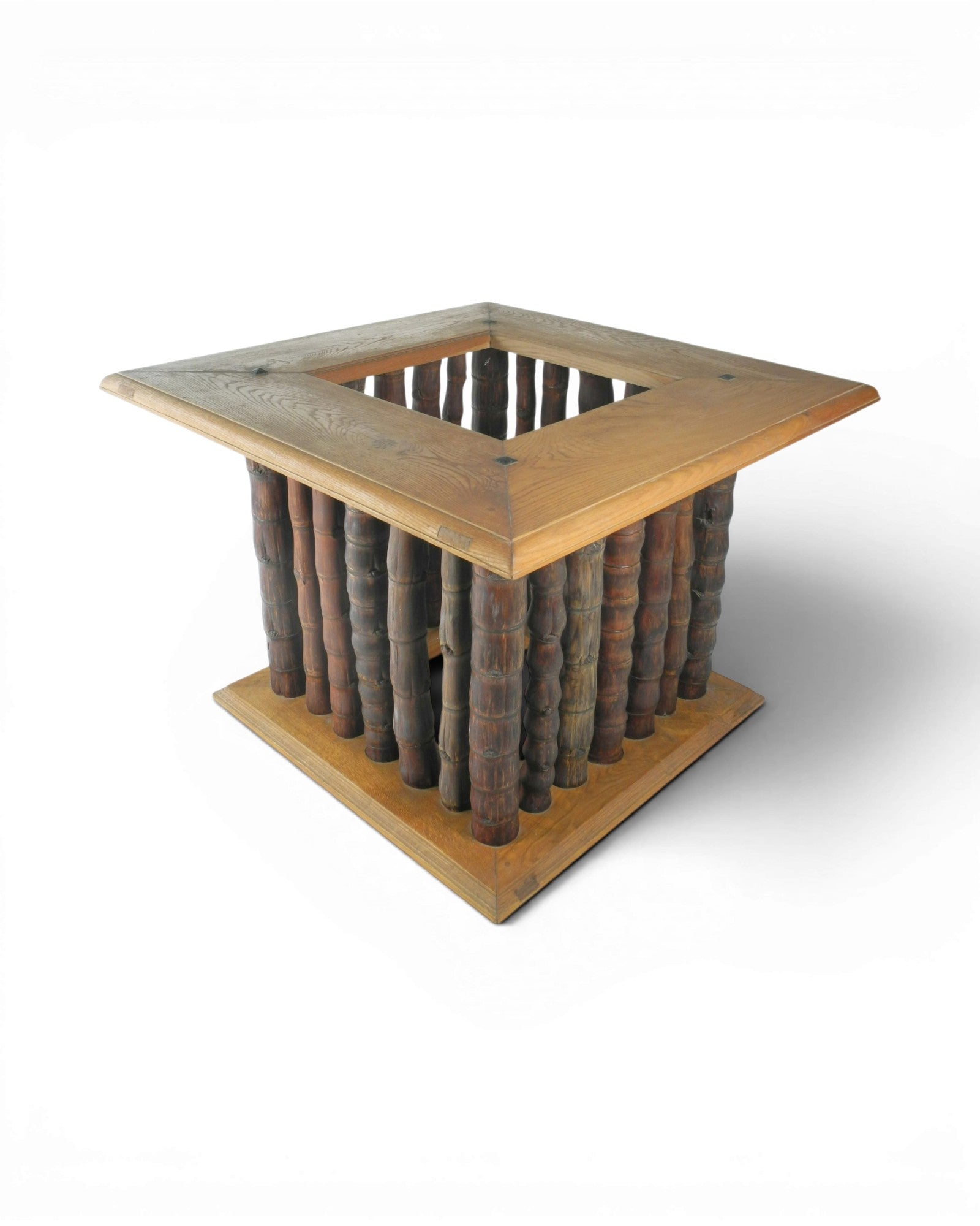 Square Oak and Buddha Belly Bamboo Table - Surround Living - 2