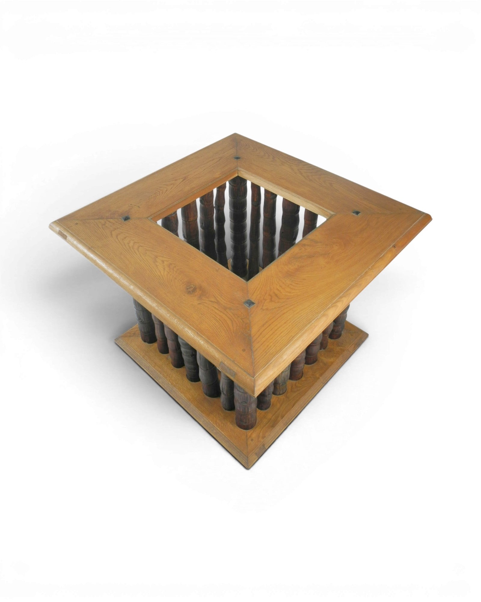 Square Oak and Buddha Belly Bamboo Table - Surround Living - 6