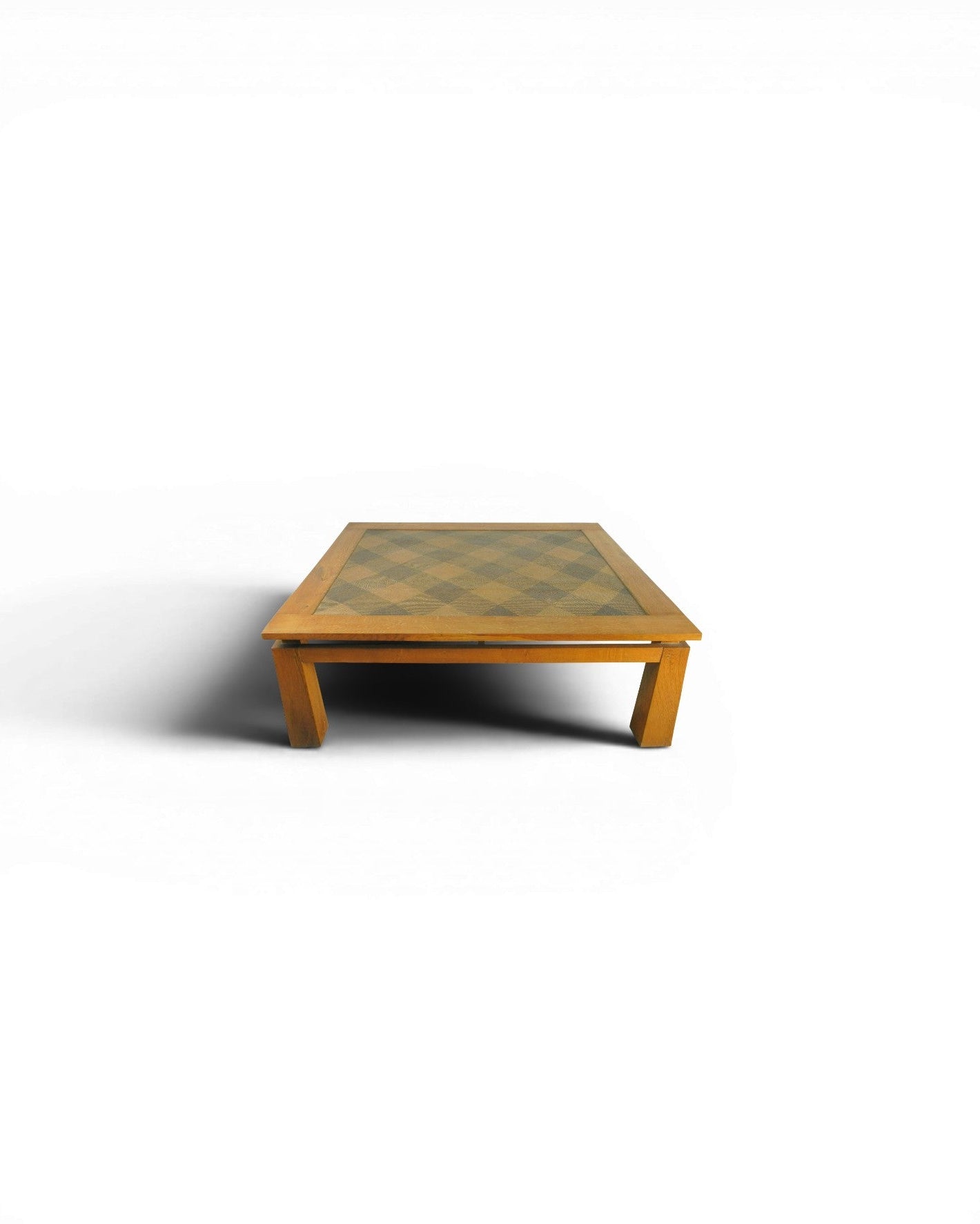 Oak Wood Coffee Table with Borneo Checkered Rattan Top - Surround Living - 1