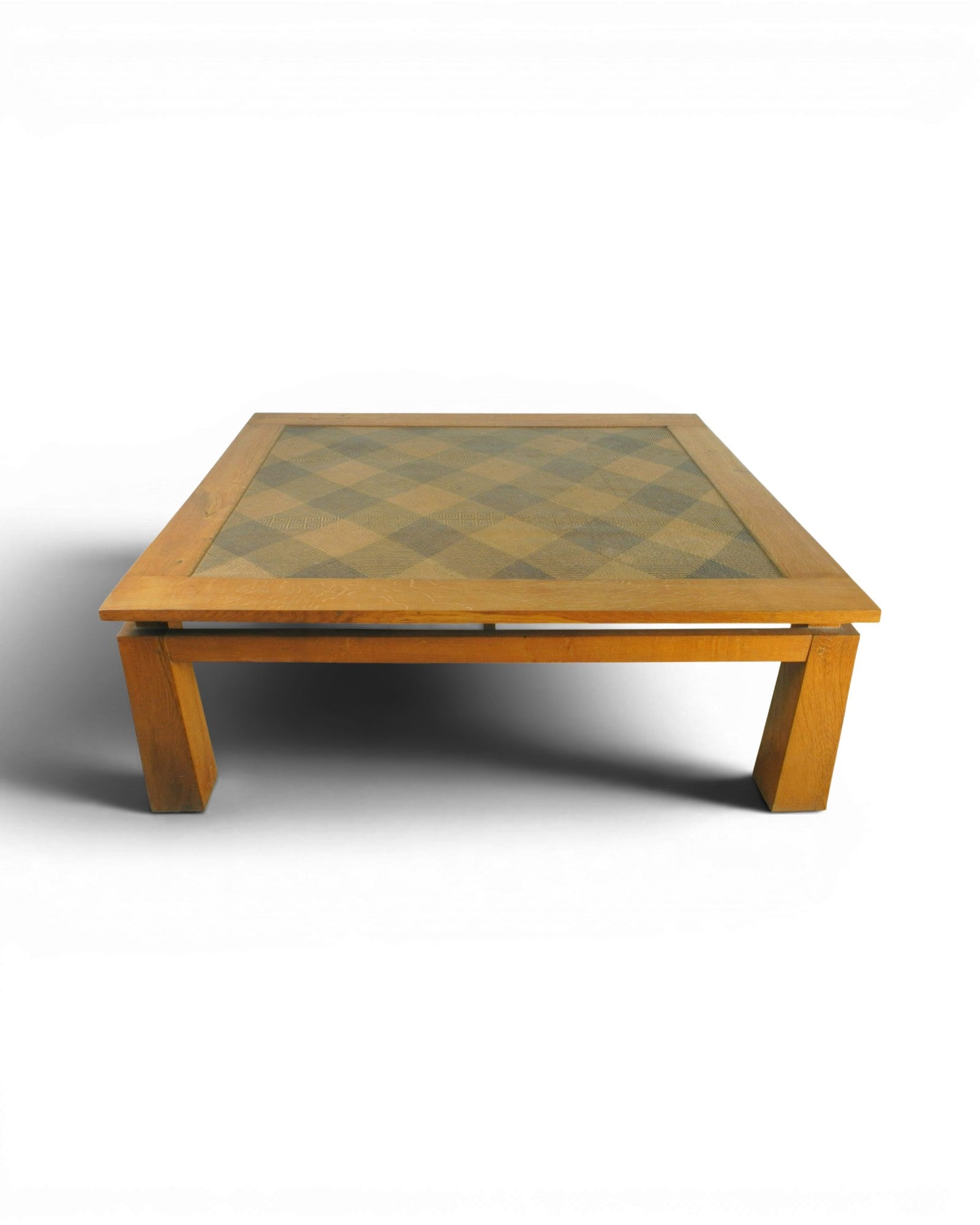 Oak Wood Coffee Table with Borneo Checkered Rattan Top - Surround Living - 2