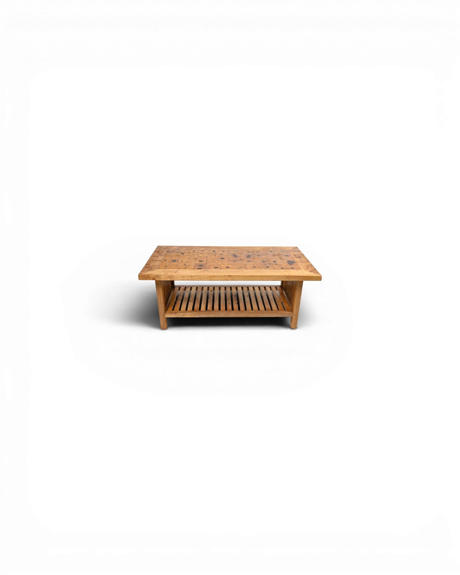 Elm Wood Coffee Table with Poplar Burl Top - Surround Living - 1