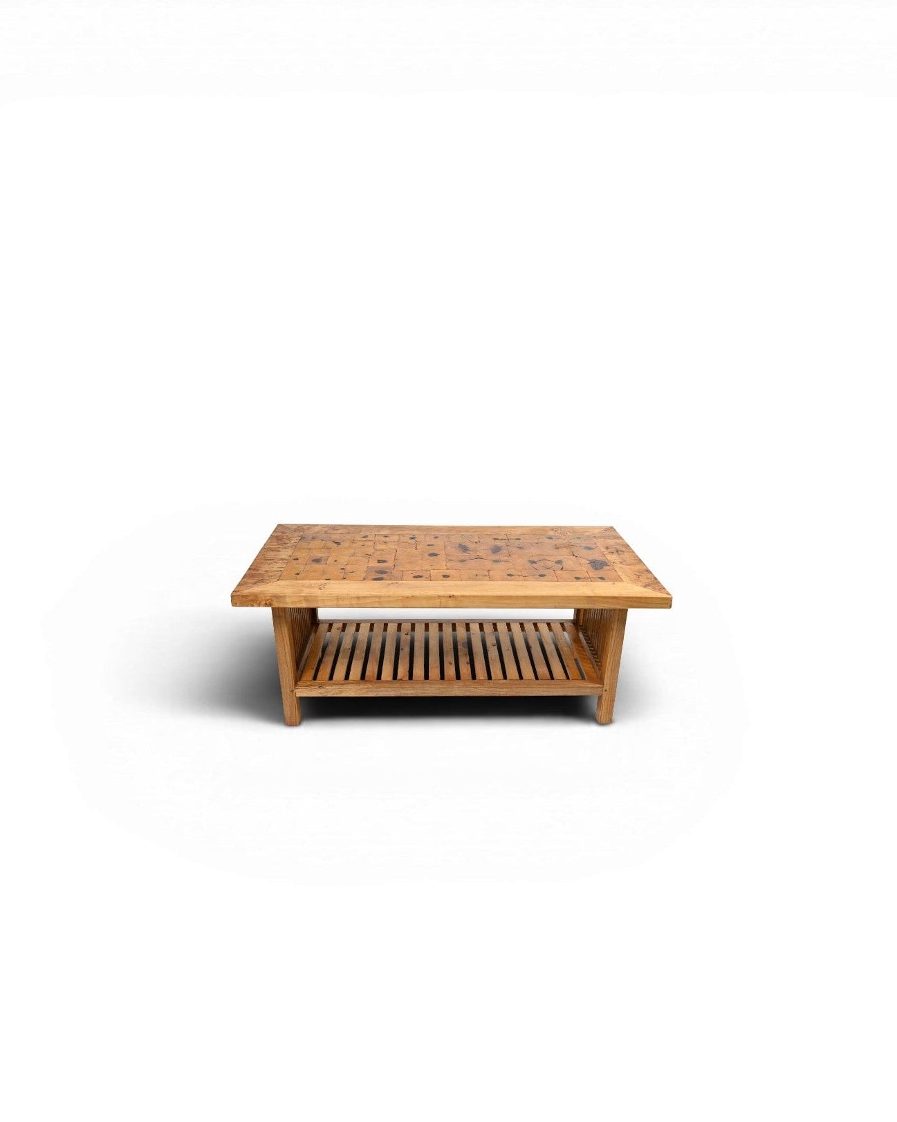 Elm Wood Coffee Table with Poplar Burl Top - Surround Living - 1