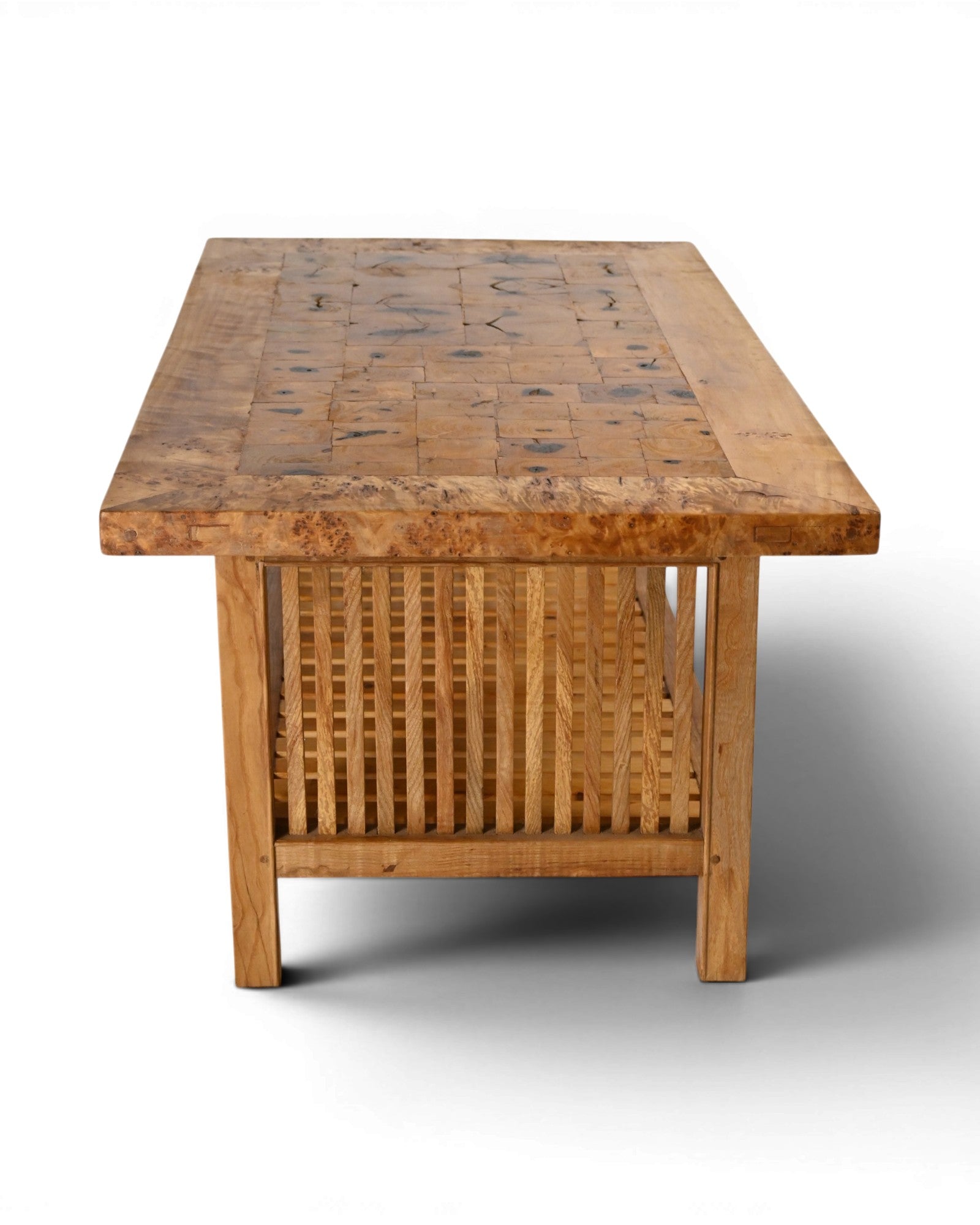 Elm Wood Coffee Table with Poplar Burl Top - Surround Living - 5