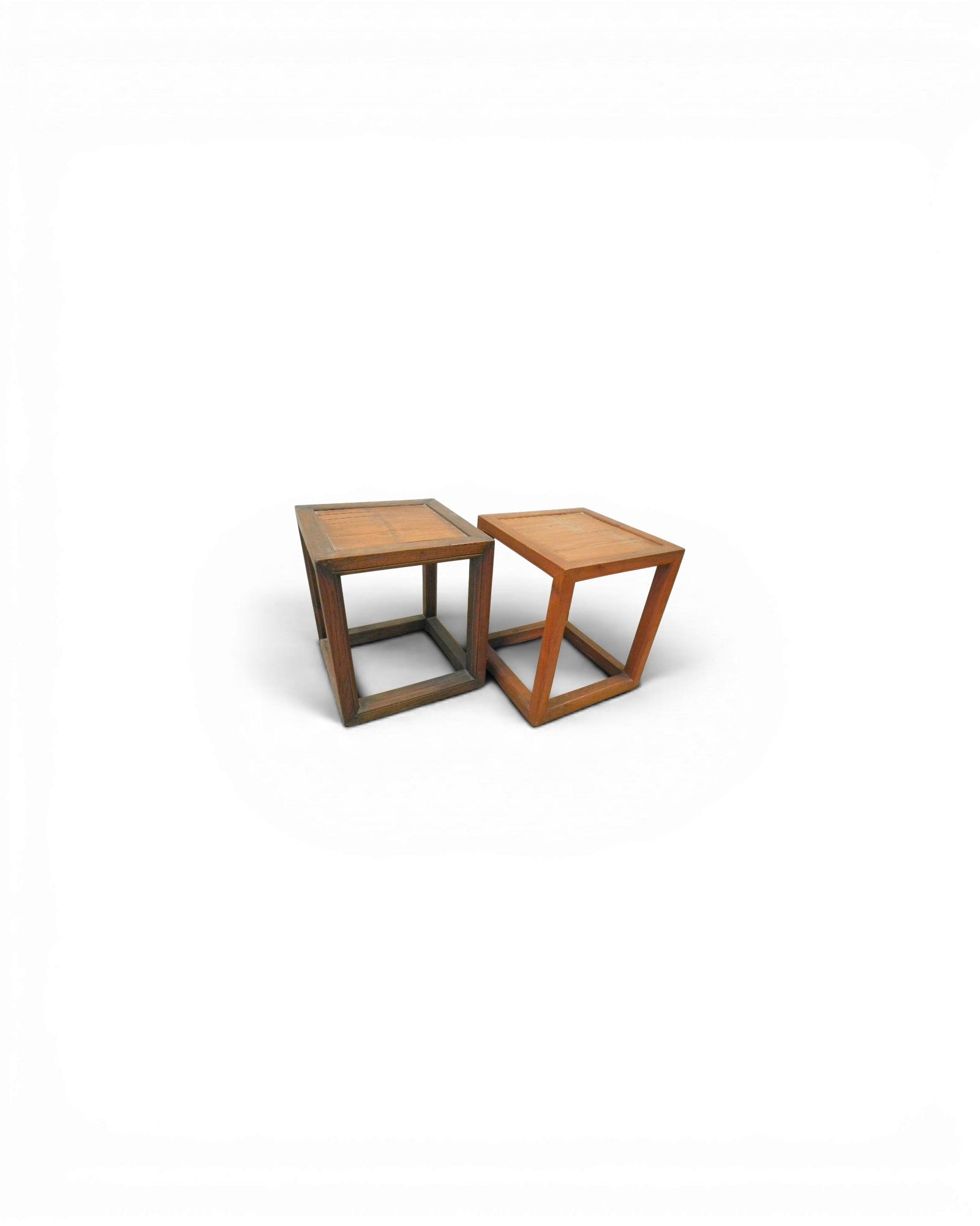 Square Teak and Bamboo Stools / Side Tables - Surround Living - 1