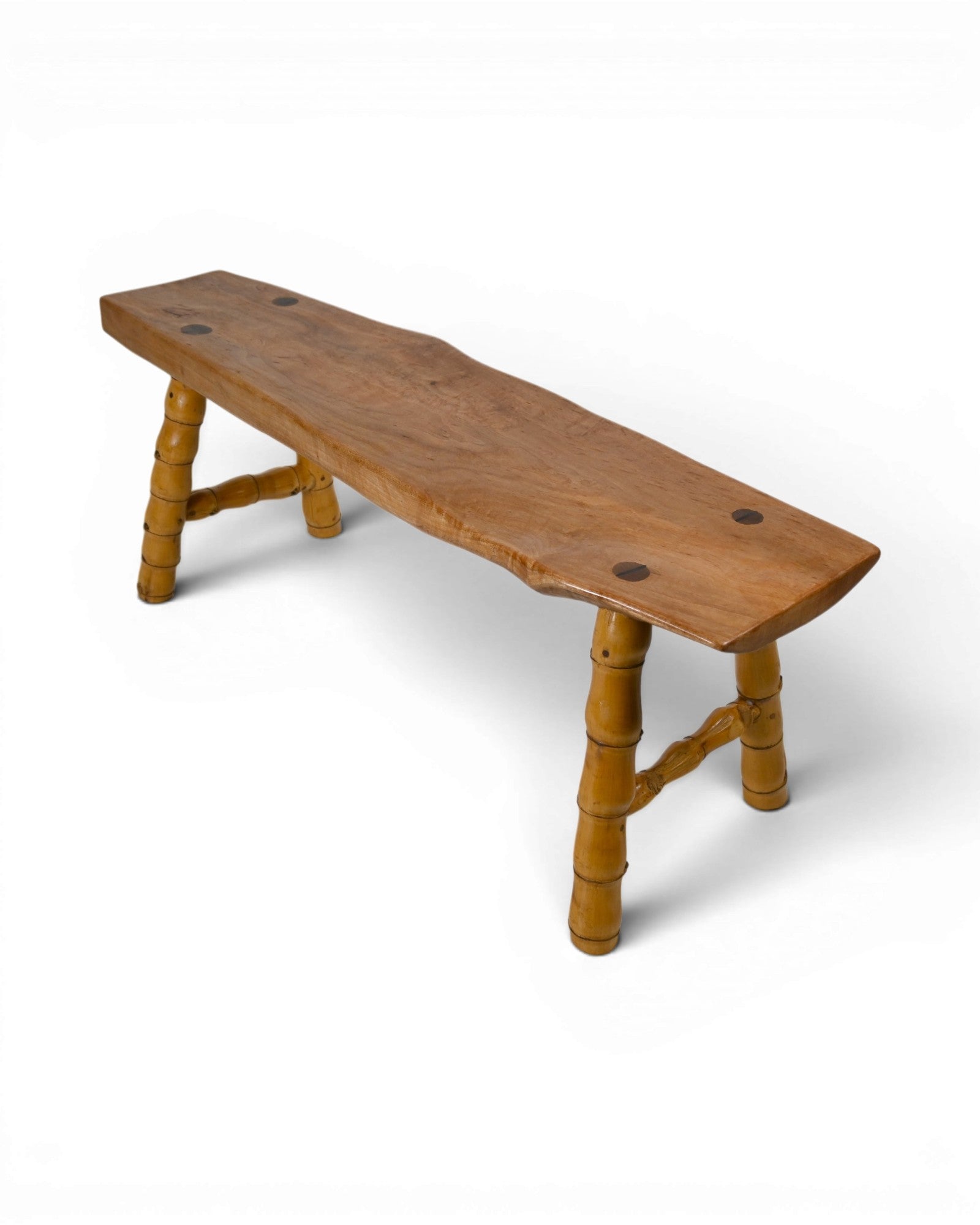 Low Santol Wood Bench with Buddha Belly Bamboo Legs - Surround Living - 9