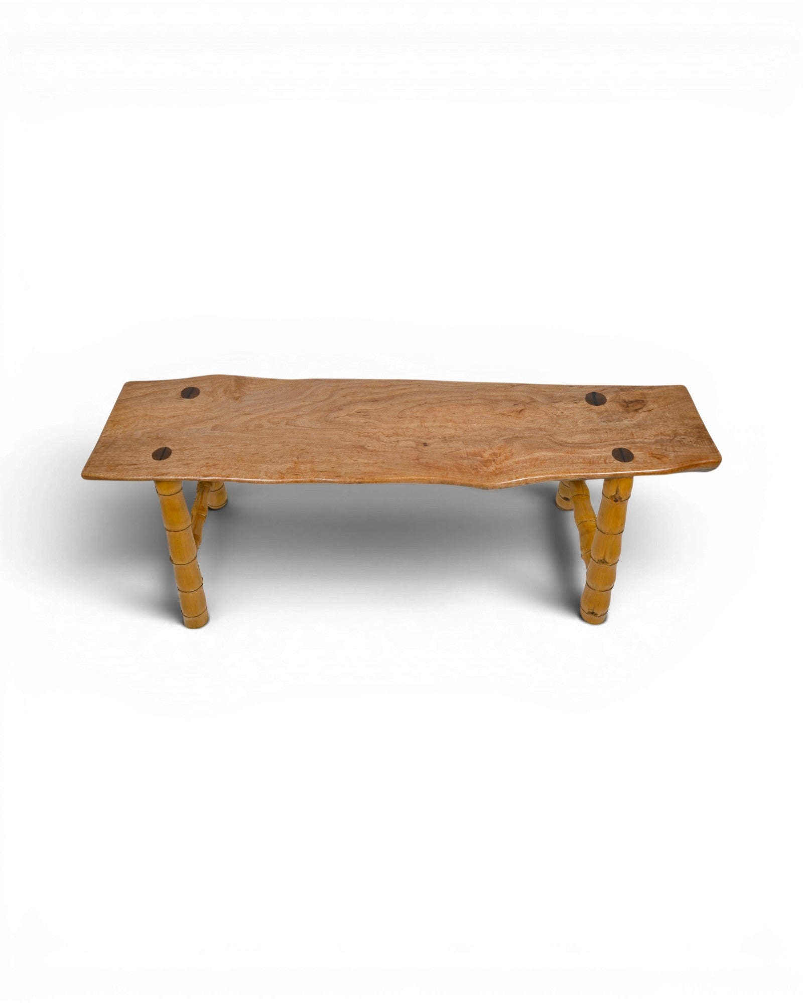 Low Santol Wood Bench with Buddha Belly Bamboo Legs - Surround Living - 12