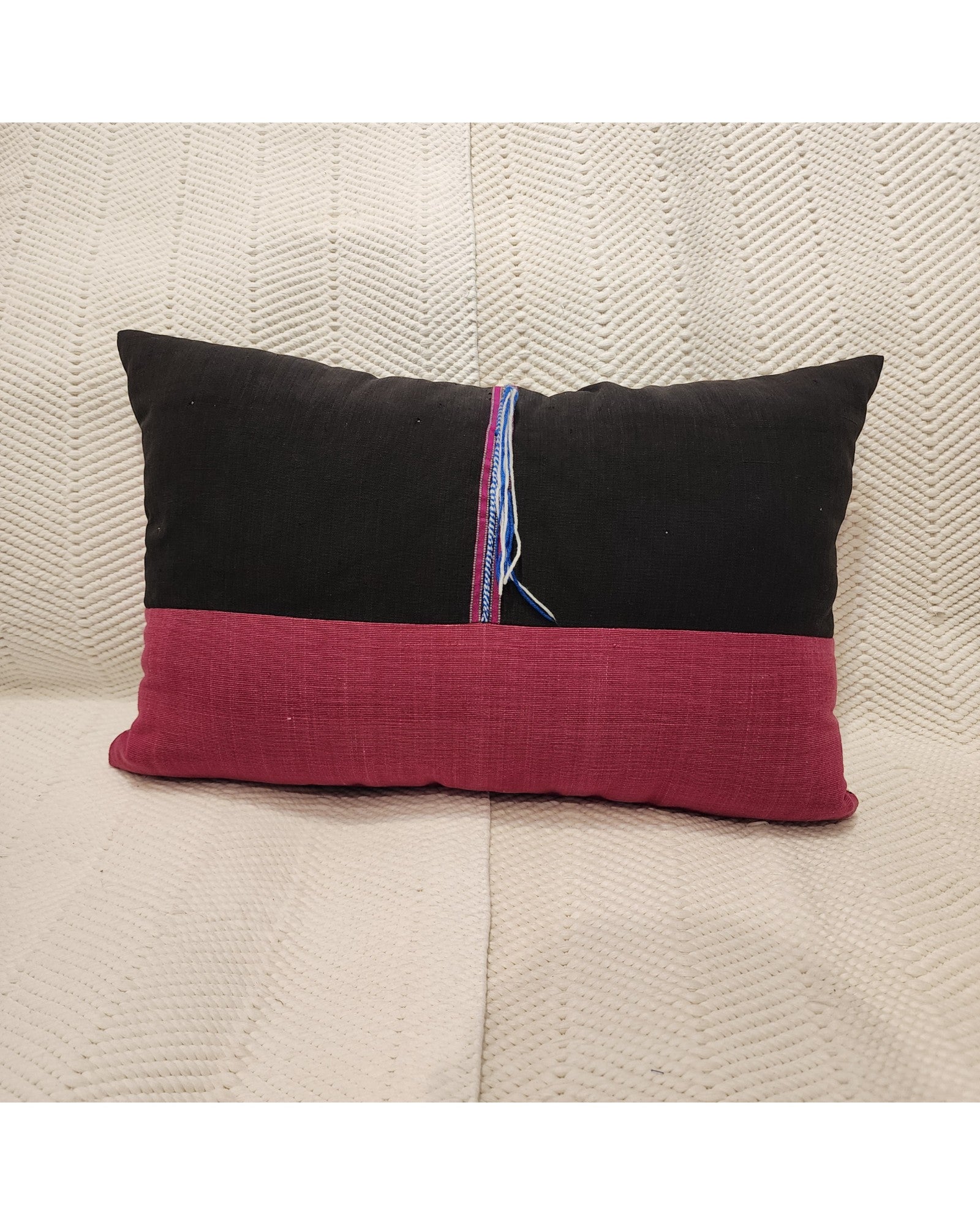 Hilltribe Lumbar Cushion with Beads - Fuchsia