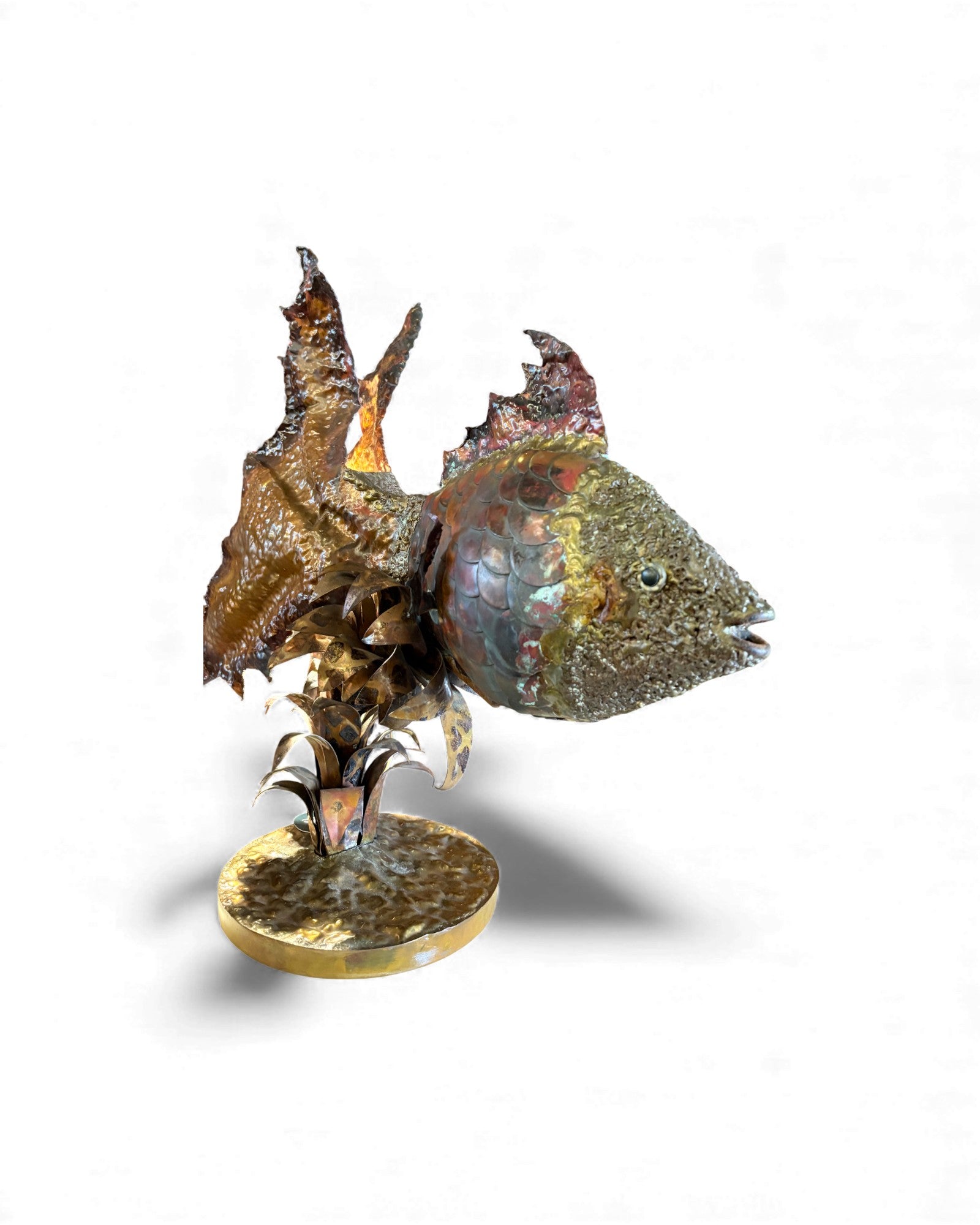 Irredescent Handcrafted Metal Fish Lamp Surround Living - 1