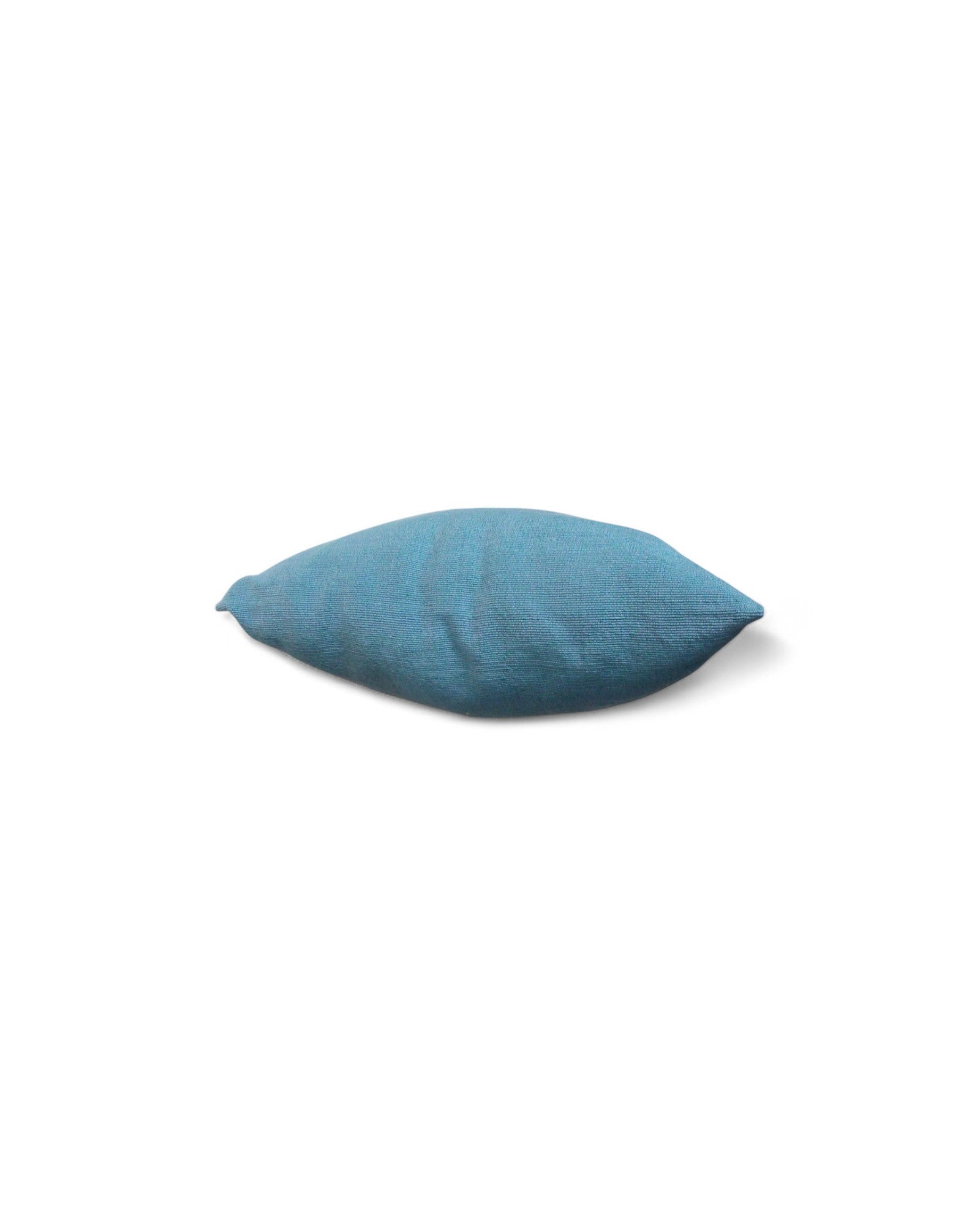 Square Cushion with Handwoven Cotton and Lisu Embroidery - Denim Tone