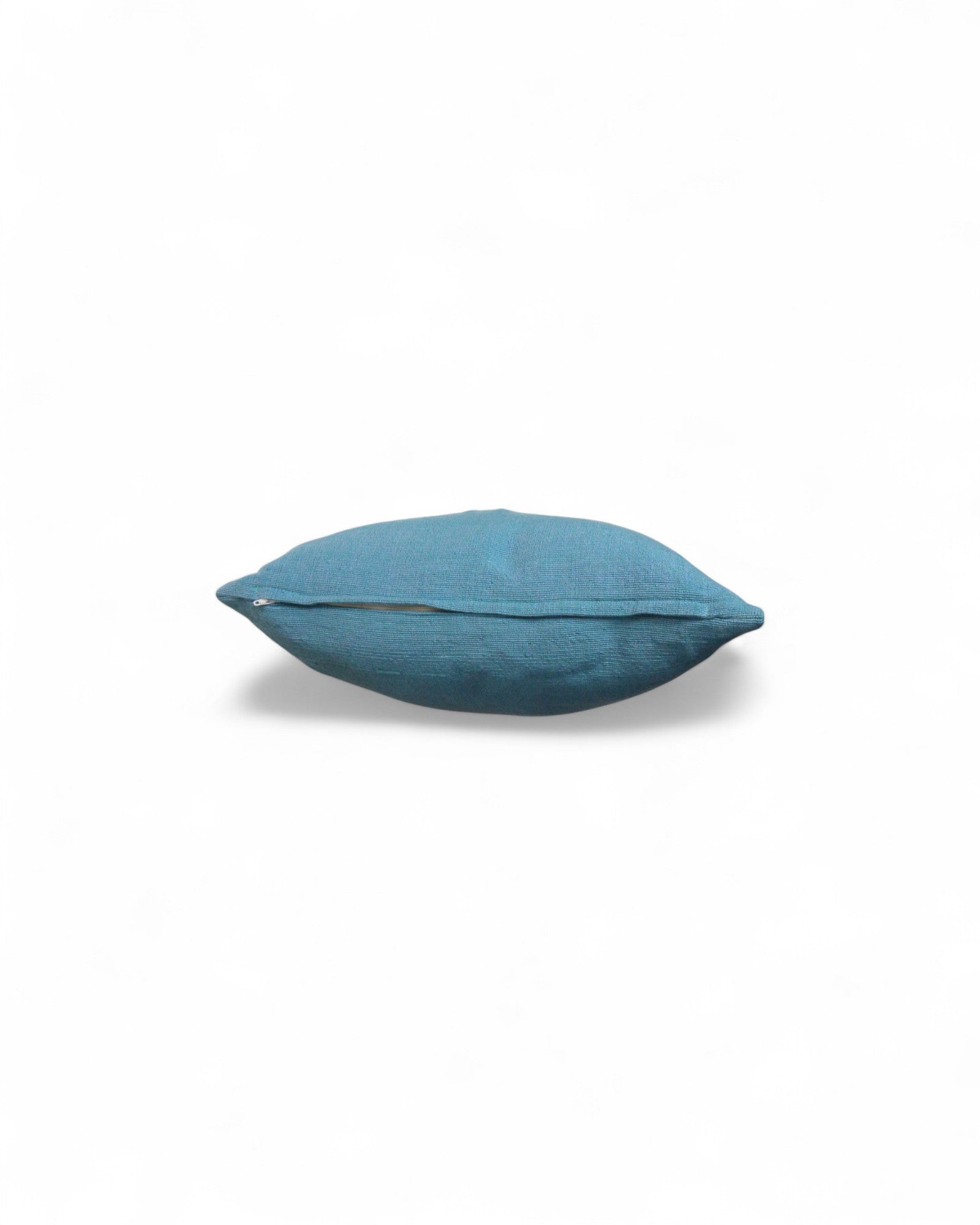 Square Cushion with Handwoven Cotton and Lisu Embroidery - Denim Tone