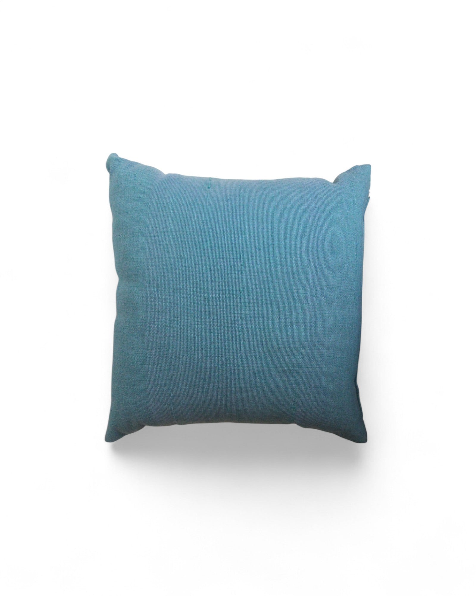 Square Cushion with Handwoven Cotton and Lisu Embroidery - Denim Tone