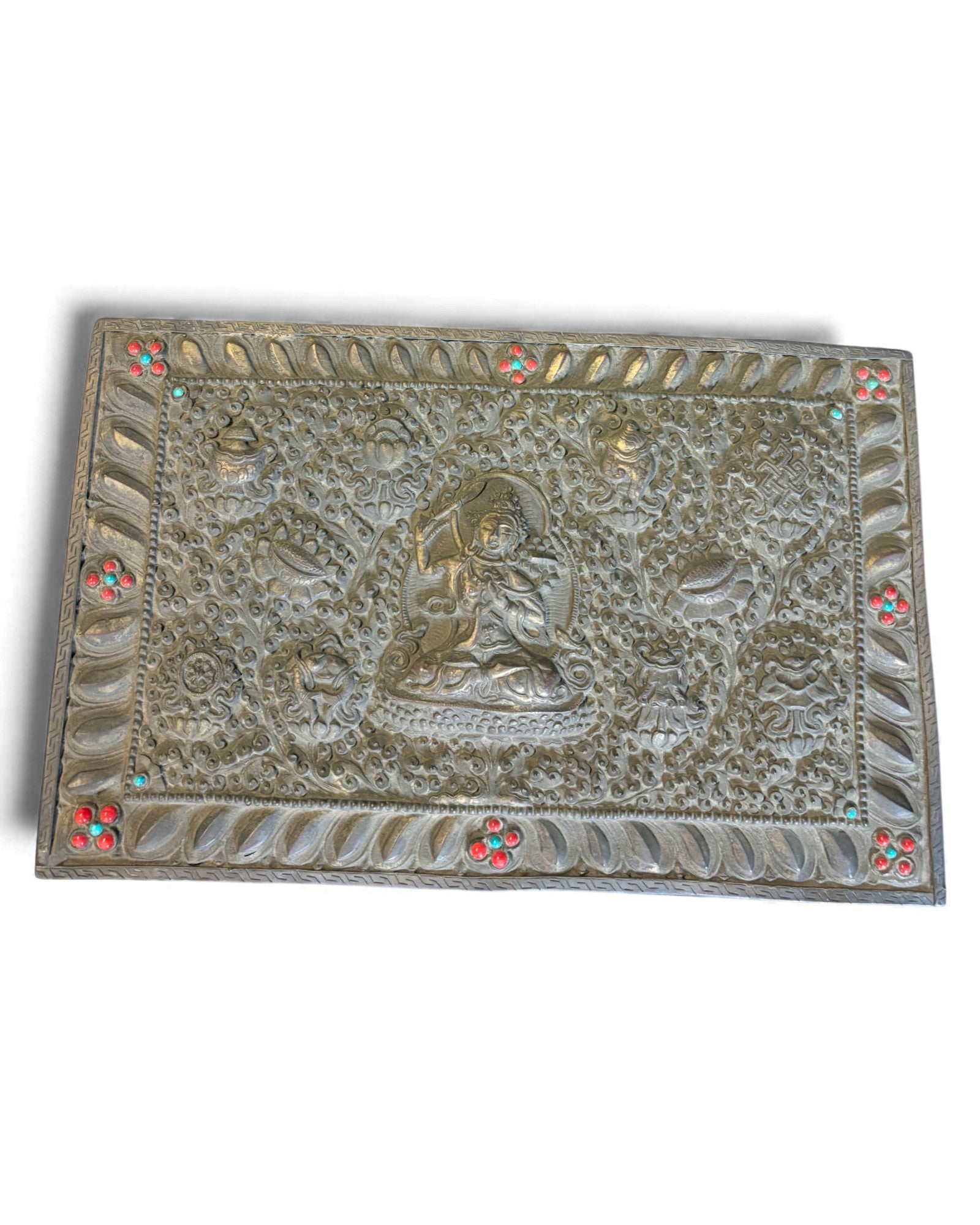 Antique Carved Burmese Chest with Gem Inlays Surround Living - 5