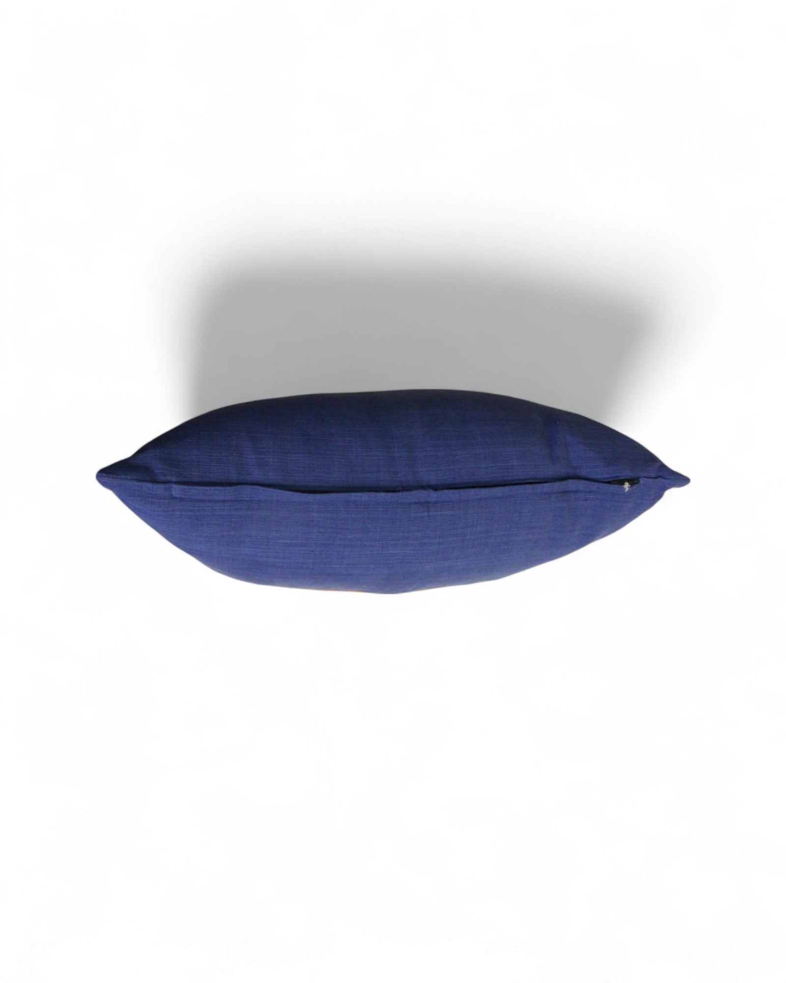 Square Cushion with Handwoven Cotton & Lisu Embroidery - Deep Navy