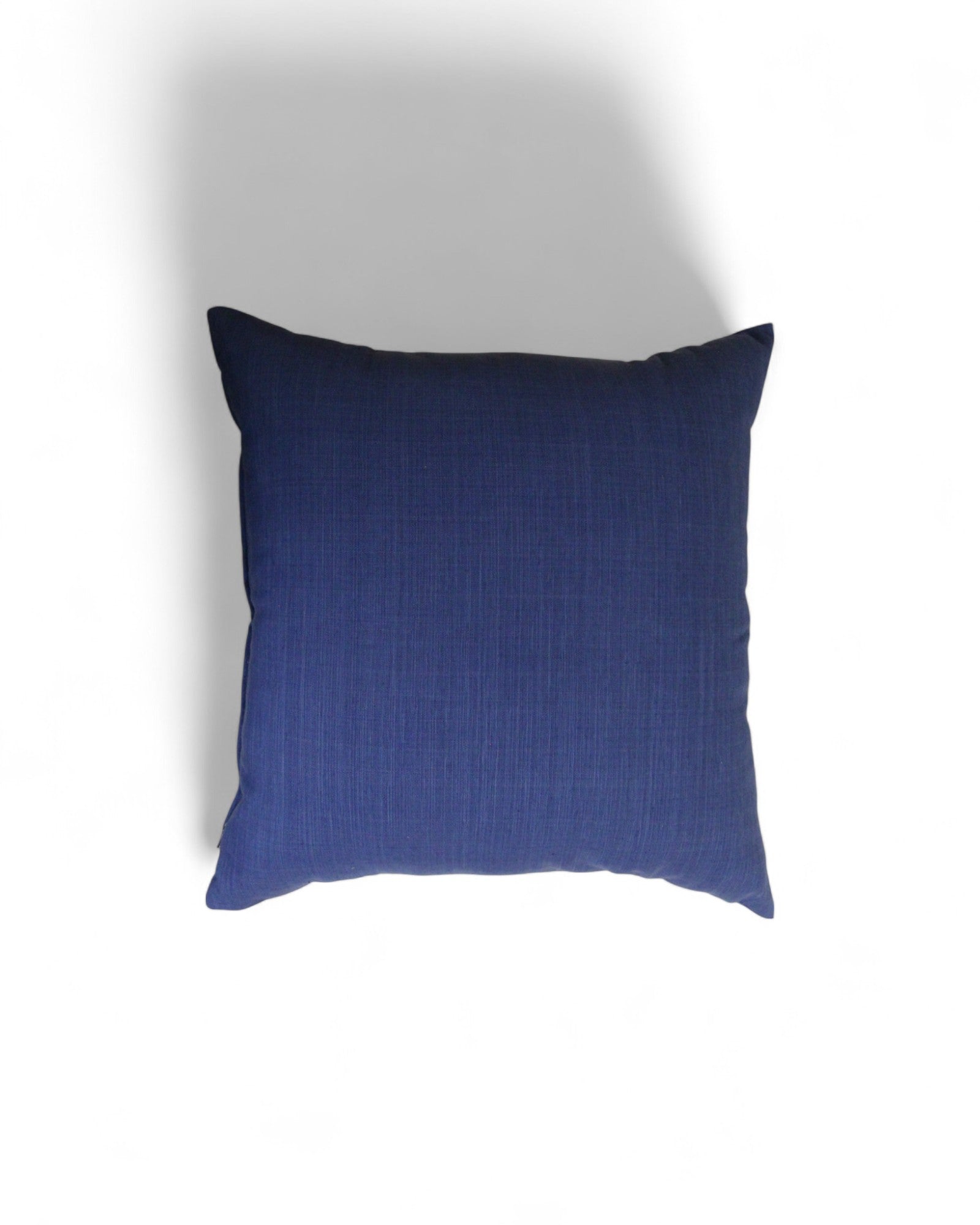 Square Cushion with Handwoven Cotton & Lisu Embroidery - Deep Navy