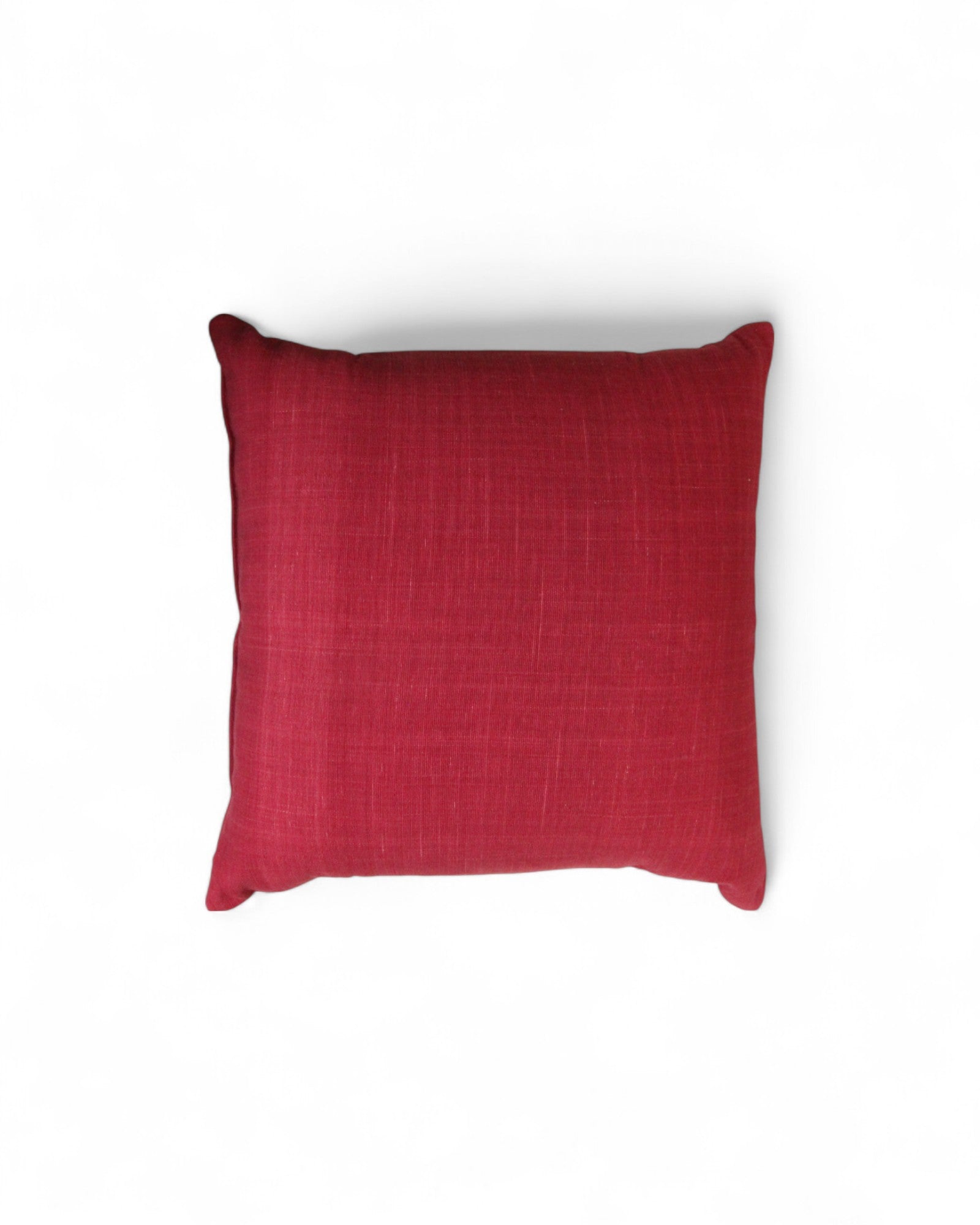 Square Cushion with Handwoven Cotton & Lisu Embroidery - Deep Pink