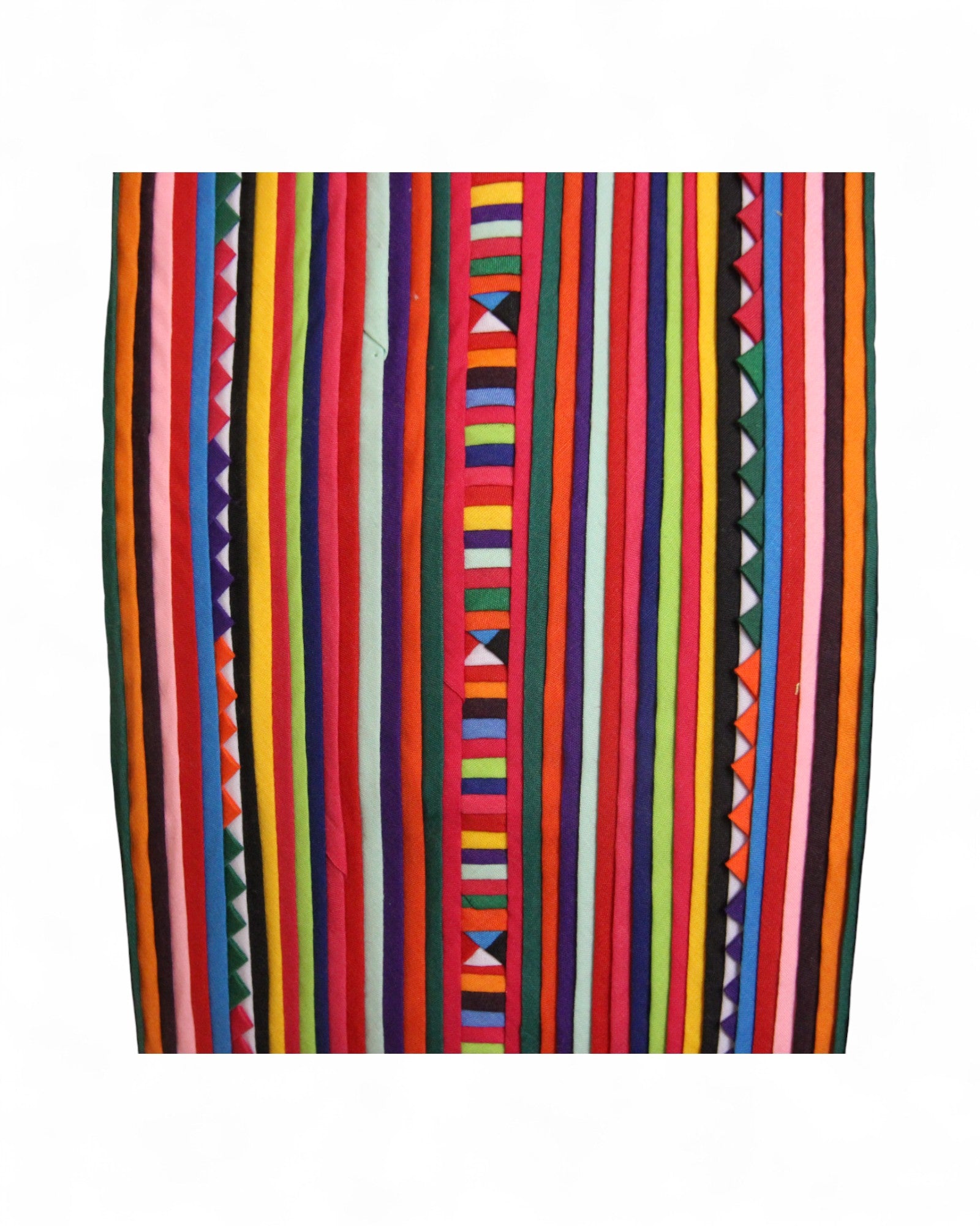 Square Cushion with Handwoven Cotton and Lisu Embroidery - Apricot