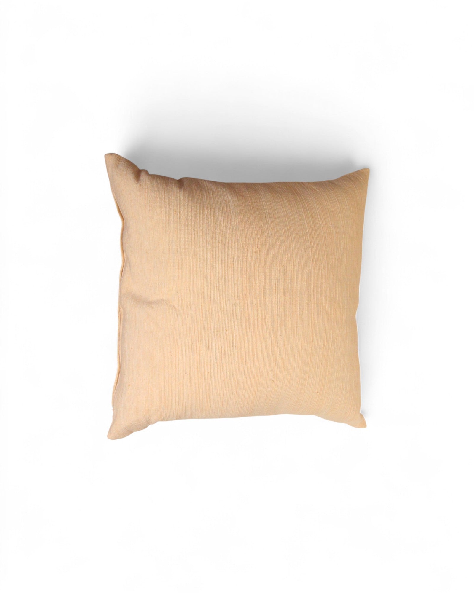 Square Cushion with Handwoven Cotton and Lisu Embroidery - Apricot