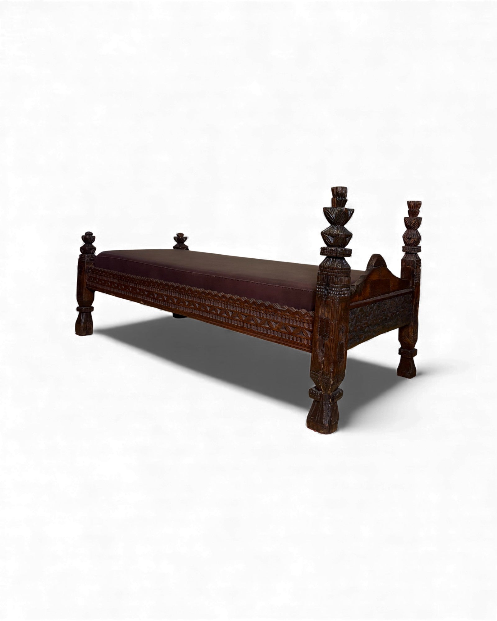 Antique Hand-Carved Wooden Daybed Surround Living - 4