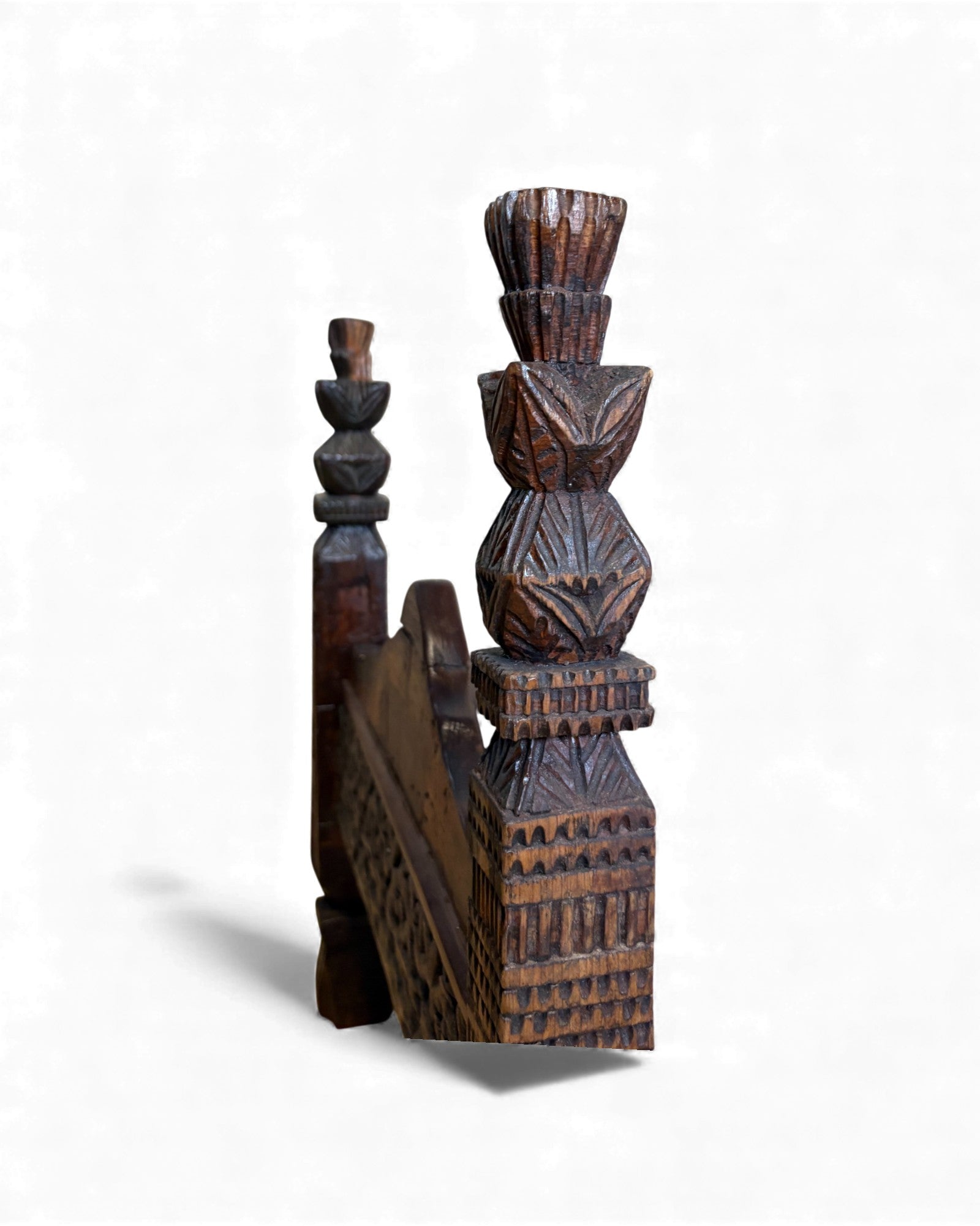 Antique Hand-Carved Wooden Daybed Surround Living - 12