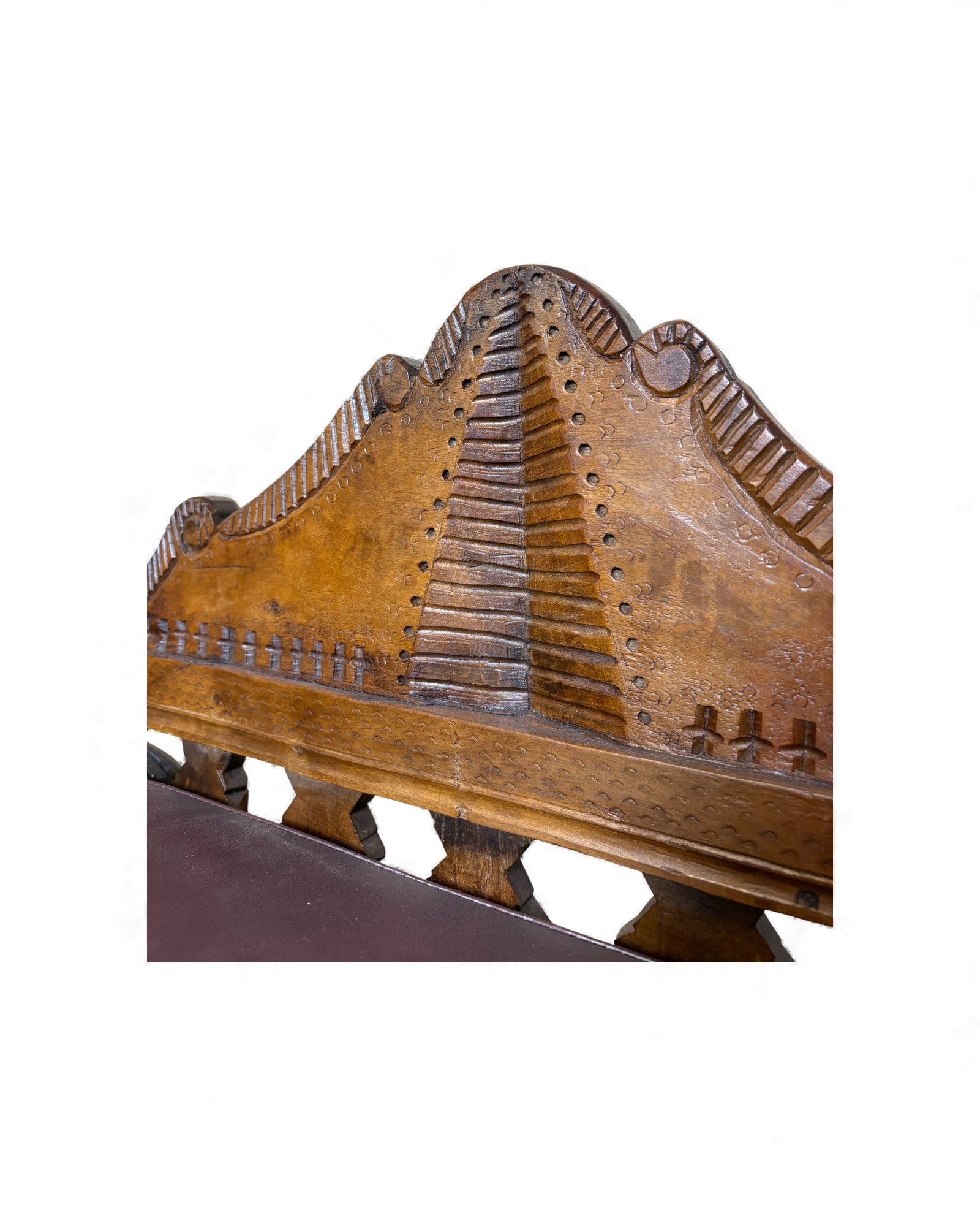 Antique Hand-Carved Daybed with Raised Backrest Surround Living - 12