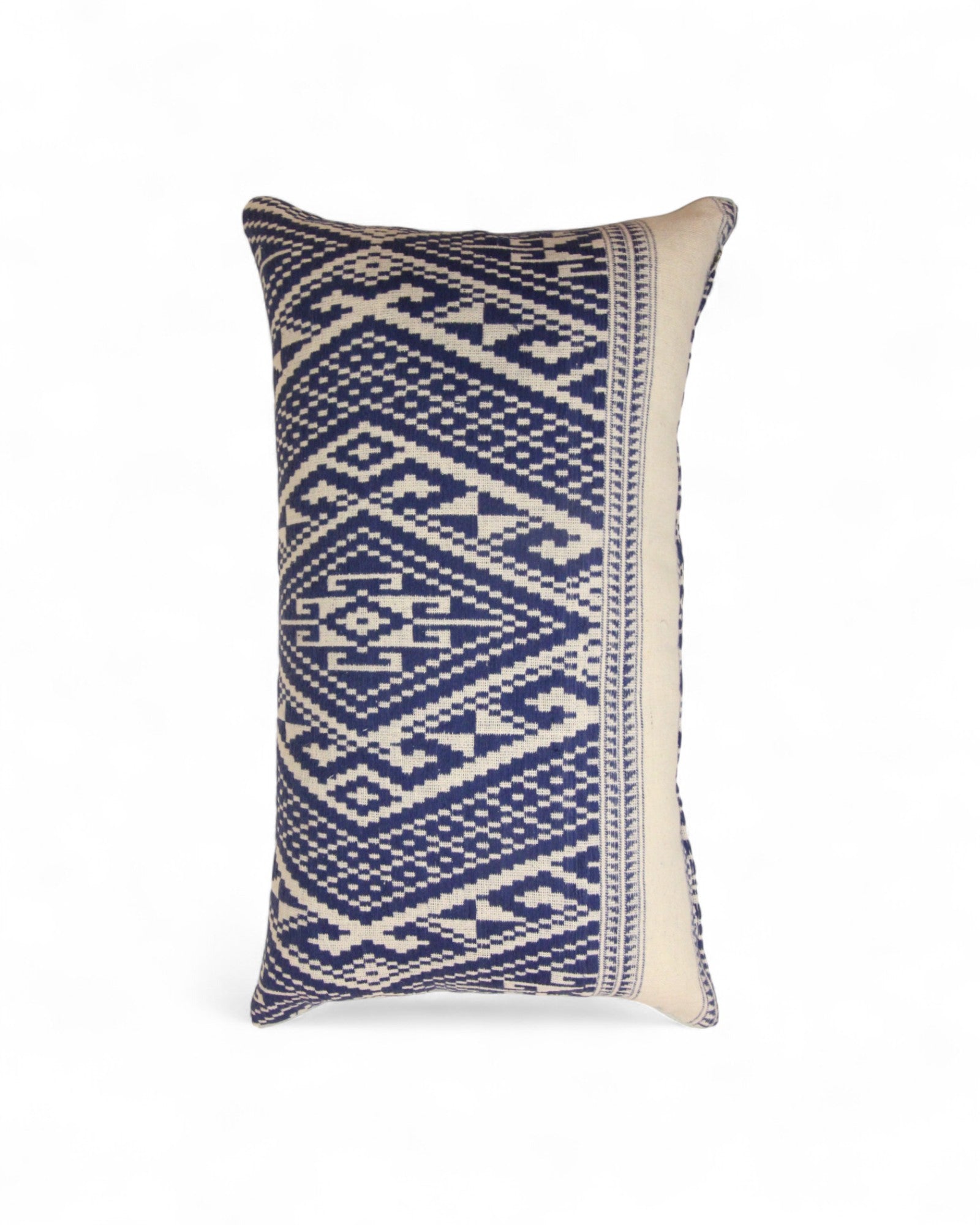 Lumbar Handwoven Indigo-Dye Khit Fabric - Blue & White