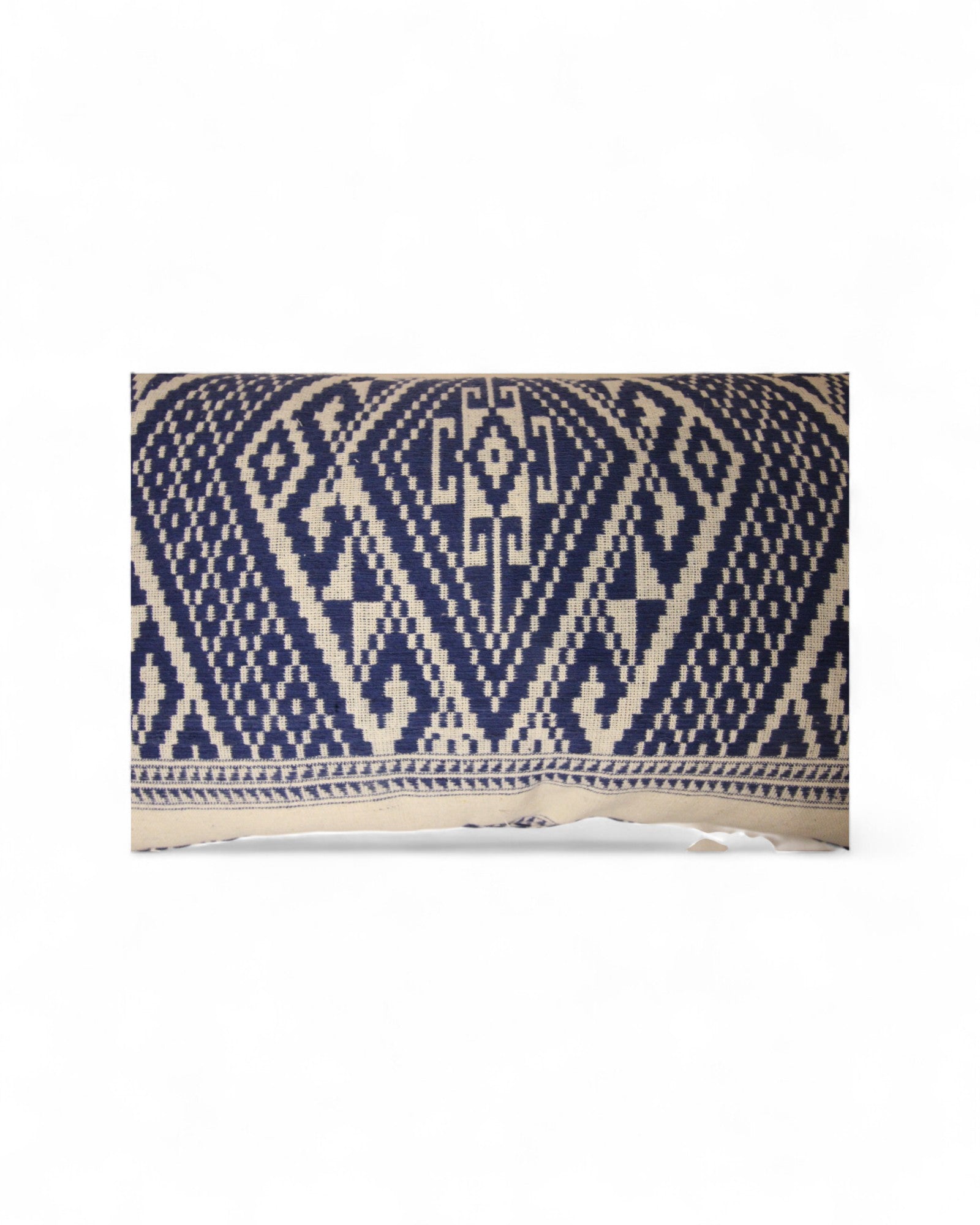 Lumbar Handwoven Indigo-Dye Khit Fabric - Blue & White