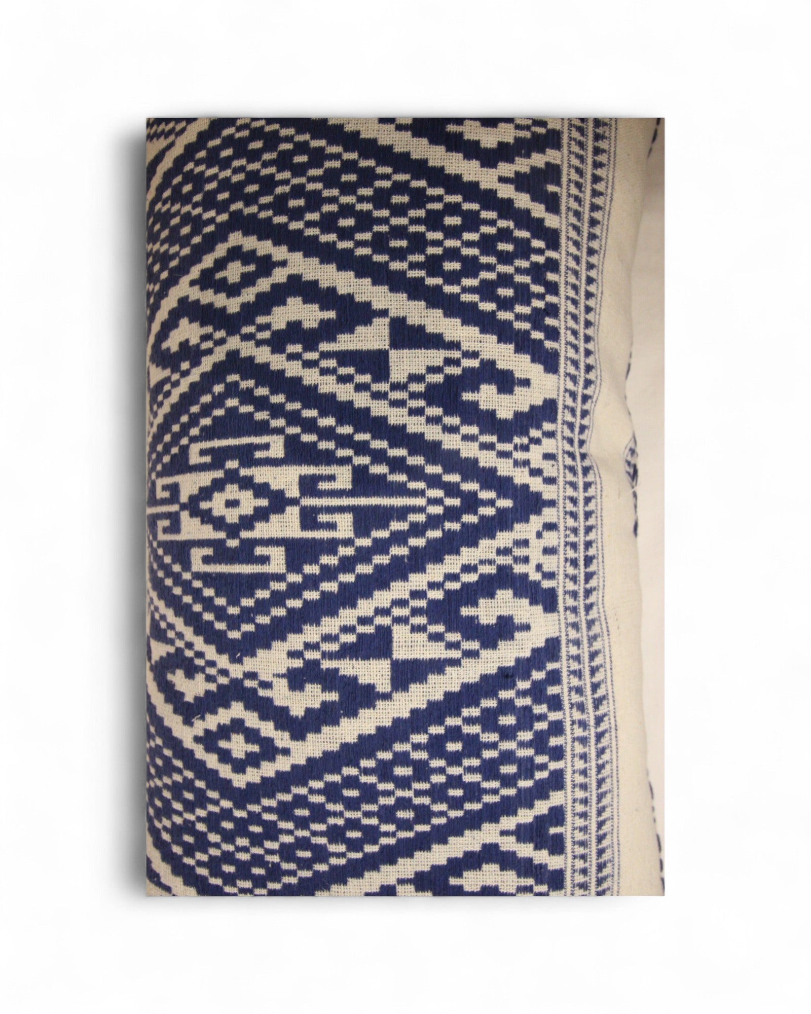 Lumbar Handwoven Indigo-Dye Khit Fabric - Blue & White
