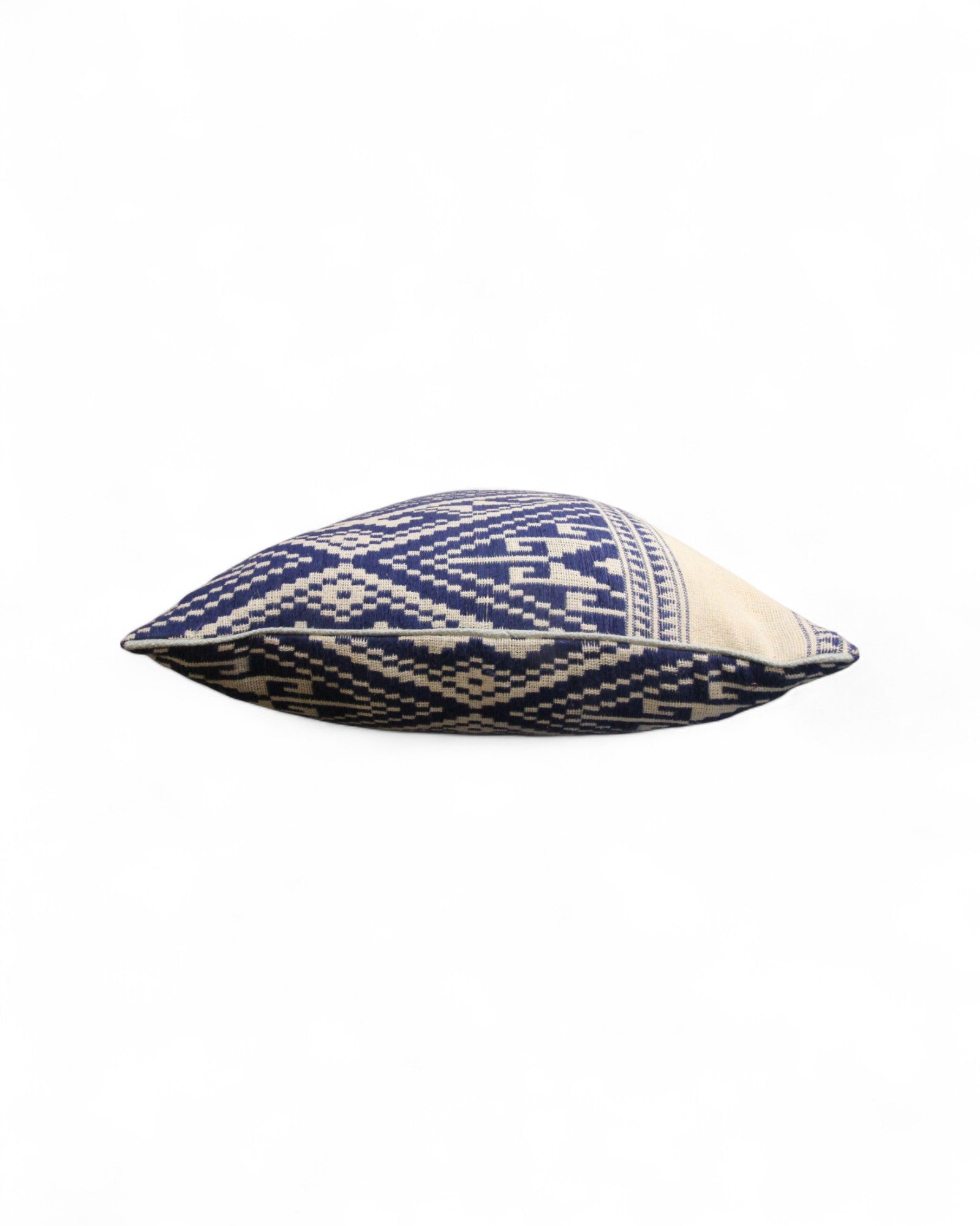 Lumbar Handwoven Indigo-Dye Khit Fabric - Blue & White