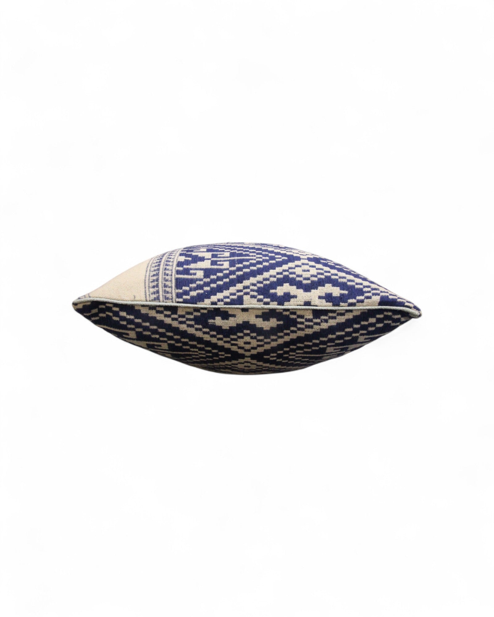 Lumbar Handwoven Indigo-Dye Khit Fabric - Blue & White