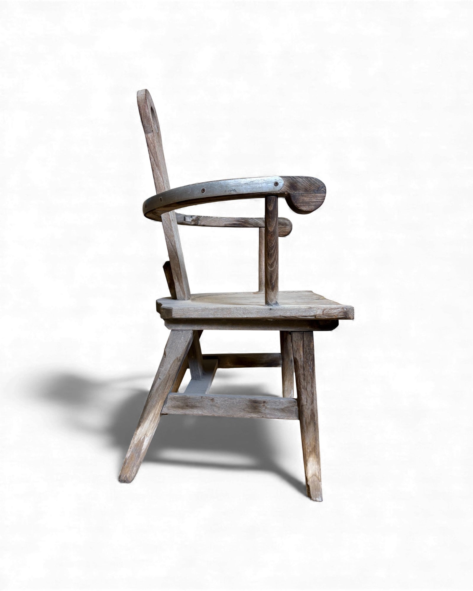 Primitive Wooden Armchair with Circular Backrest Surround Living - 4