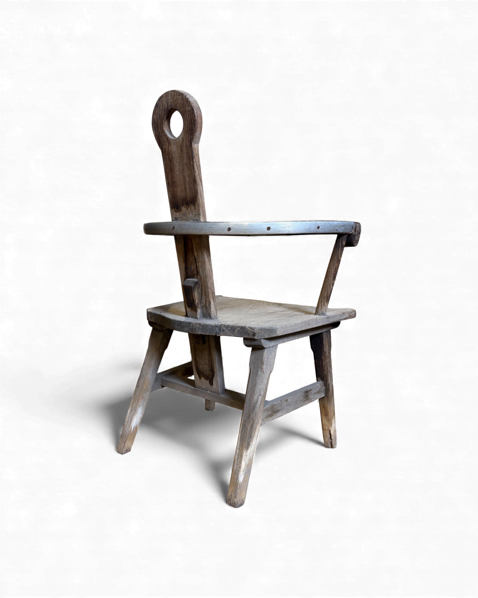 Primitive Wooden Armchair with Circular Backrest Surround Living - 6