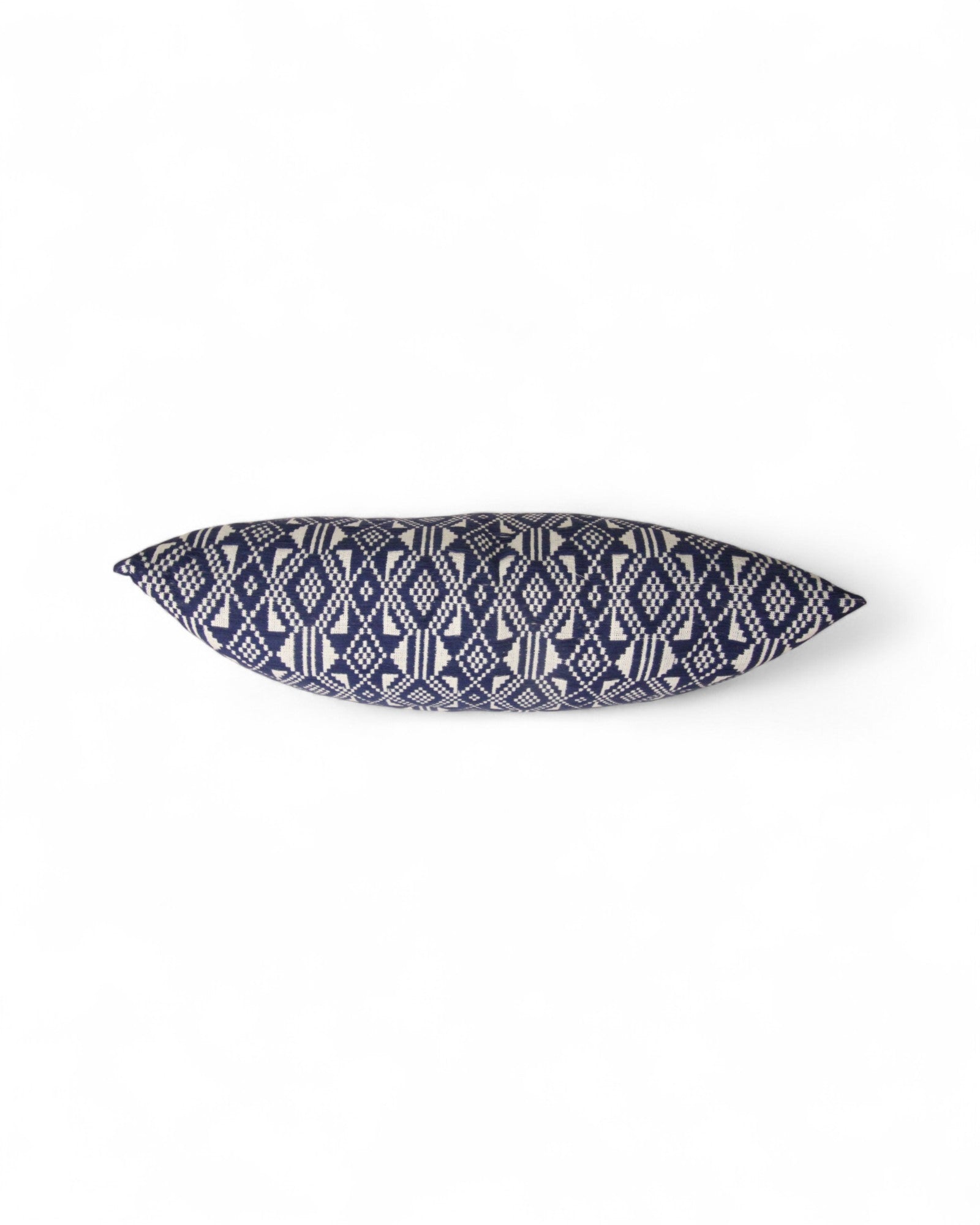 Lumbar Handwoven Indigo-Dye Khit Fabric - Geometric Blue & White