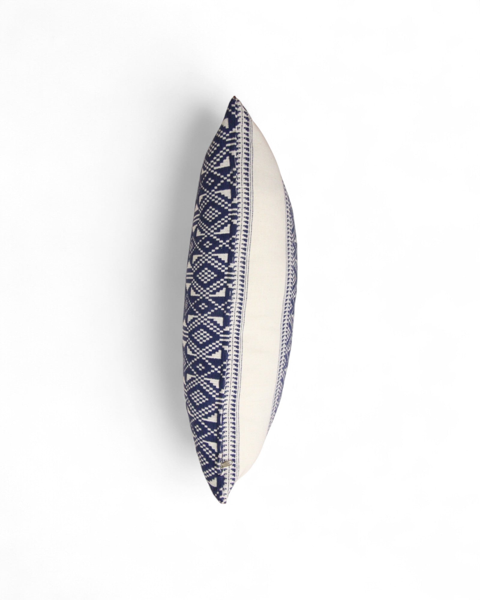 Lumbar Handwoven Indigo-Dye Khit Fabric - Geometric Blue & White