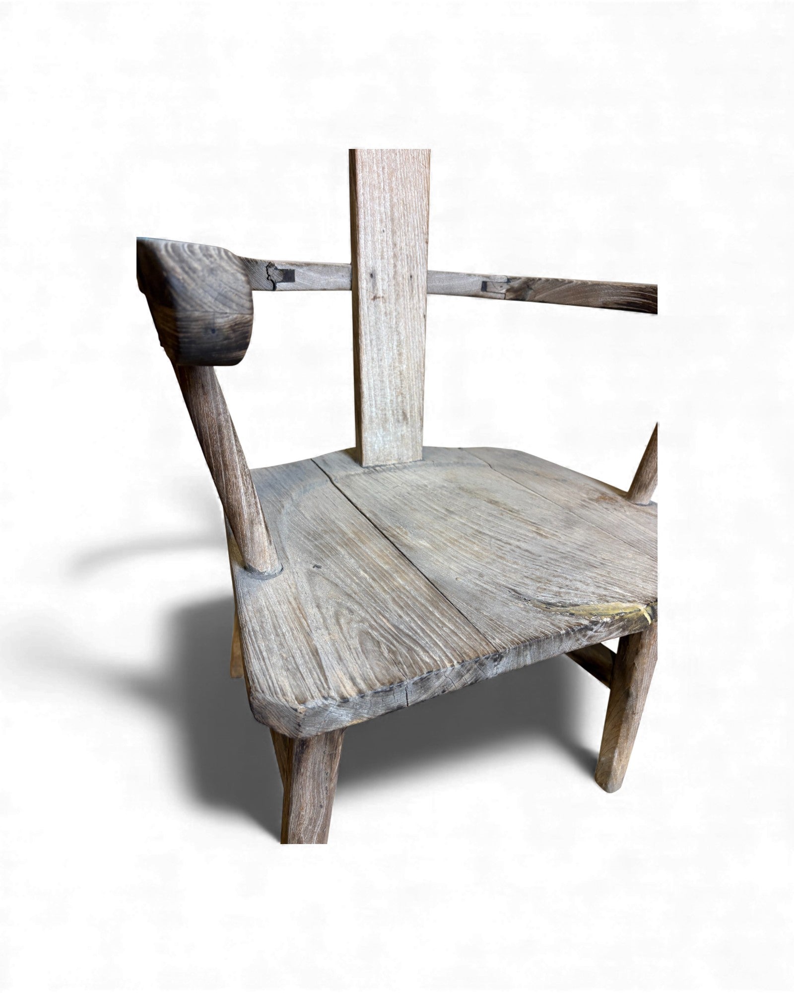 Primitive Wooden Armchair with Circular Backrest Surround Living - 14