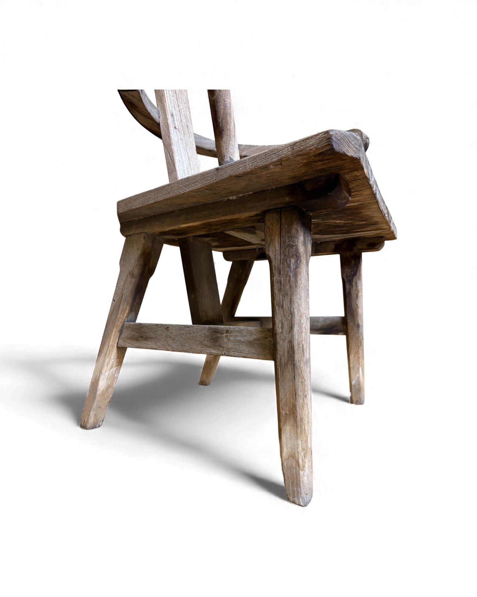Primitive Wooden Armchair with Circular Backrest Surround Living - 15