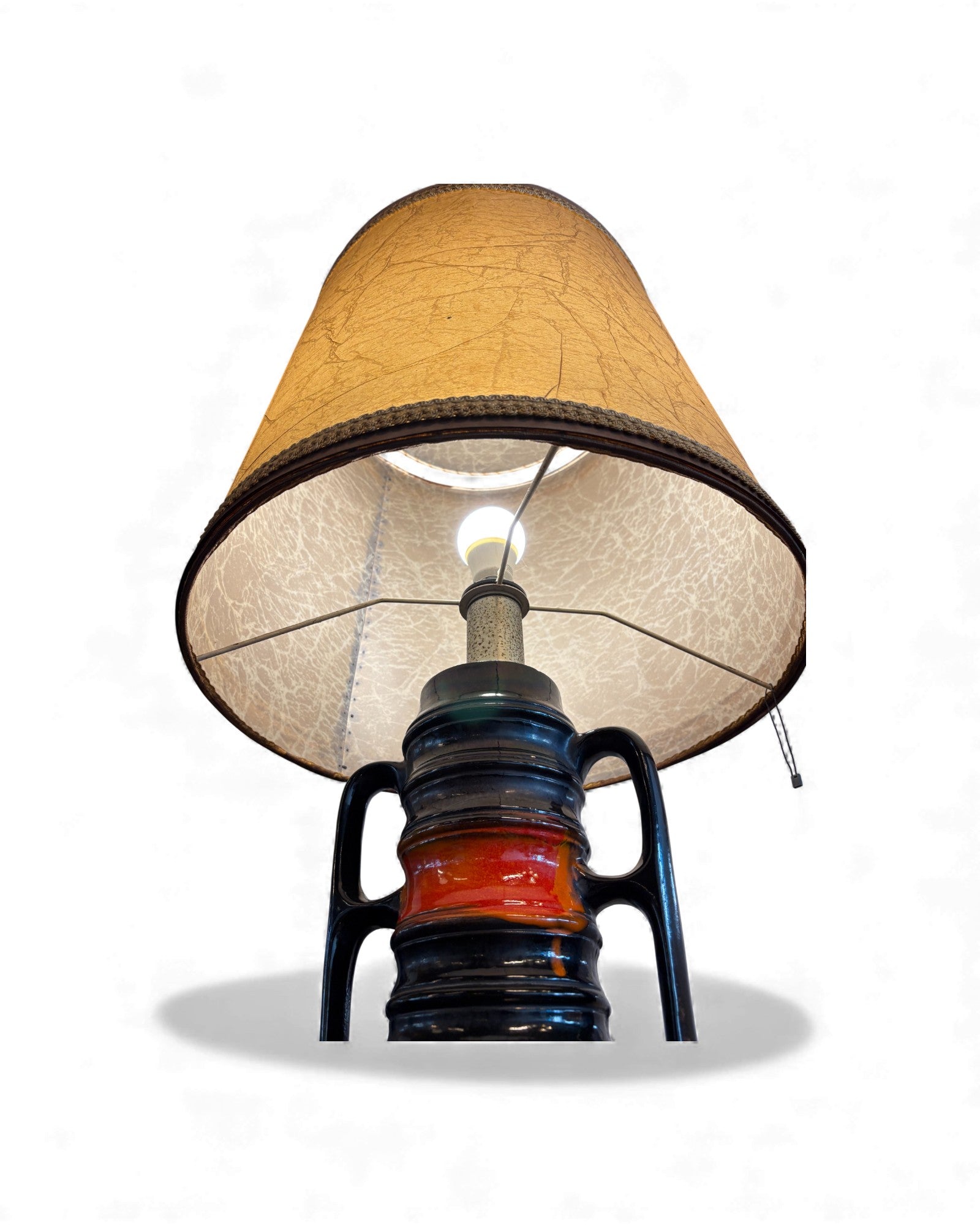 Large Fat Lava Ceramic Base Lamp with Cowhide Shade by Walter Gerhards Surround Living - 7