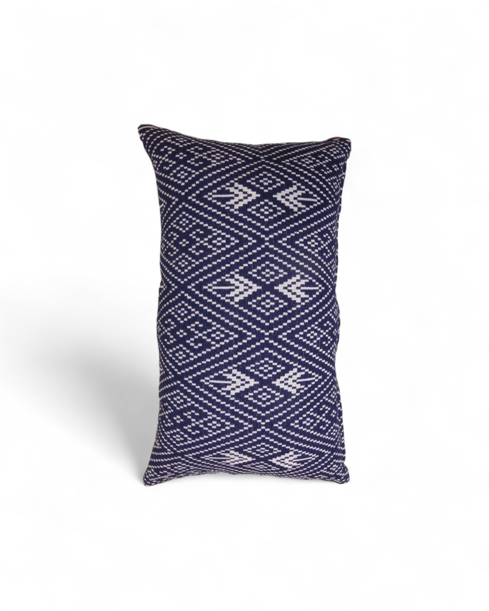Lumbar Handwoven Indigo-Dye Khit Fabric - Diamond Blue & White