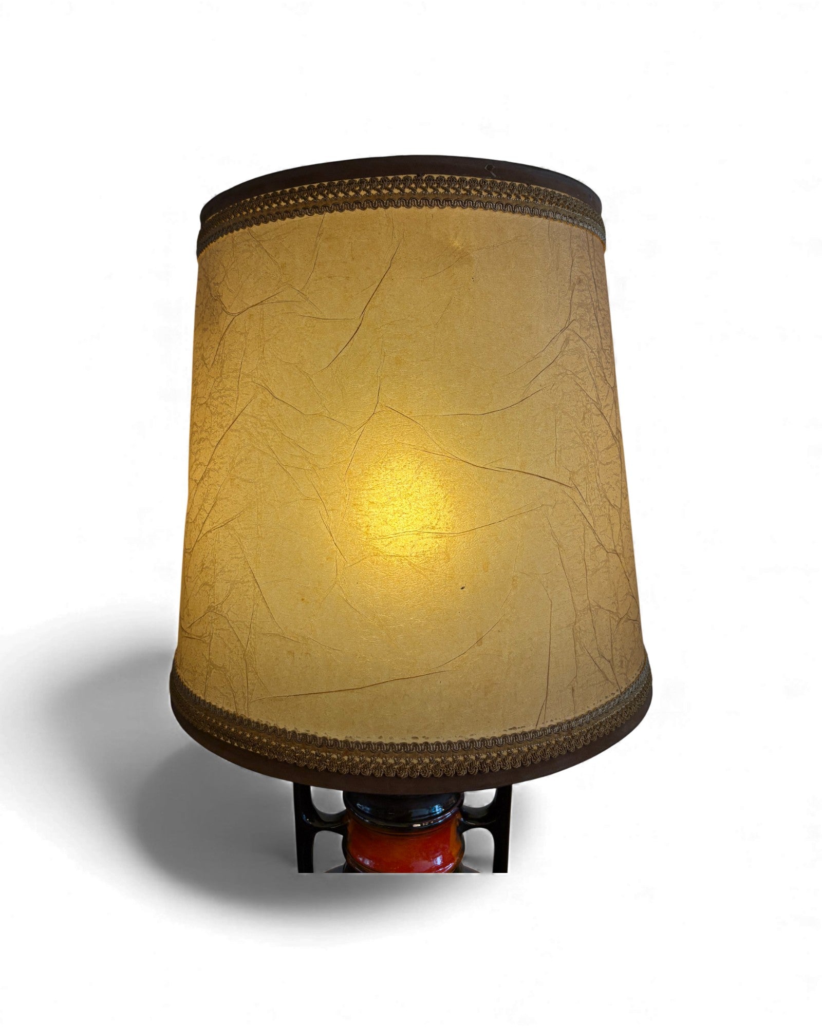 Large Fat Lava Ceramic Base Lamp with Cowhide Shade by Walter Gerhards Surround Living - 8